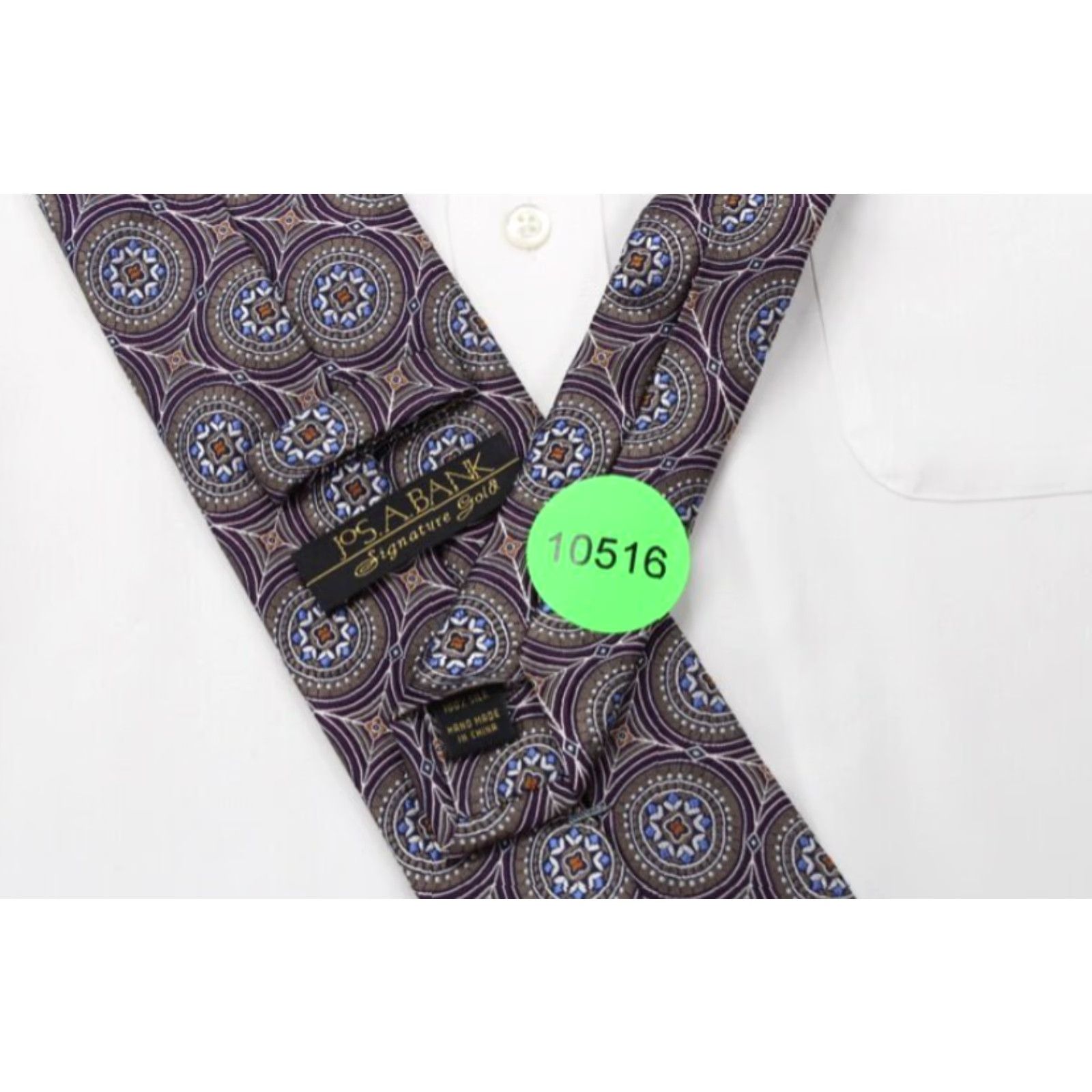 Jos. A. Bank Jos A Bank Signature Gold Tie 100% Silk Geometric Circle Web Luxury Mens Necktie Size ONE SIZE - 5 Thumbnail