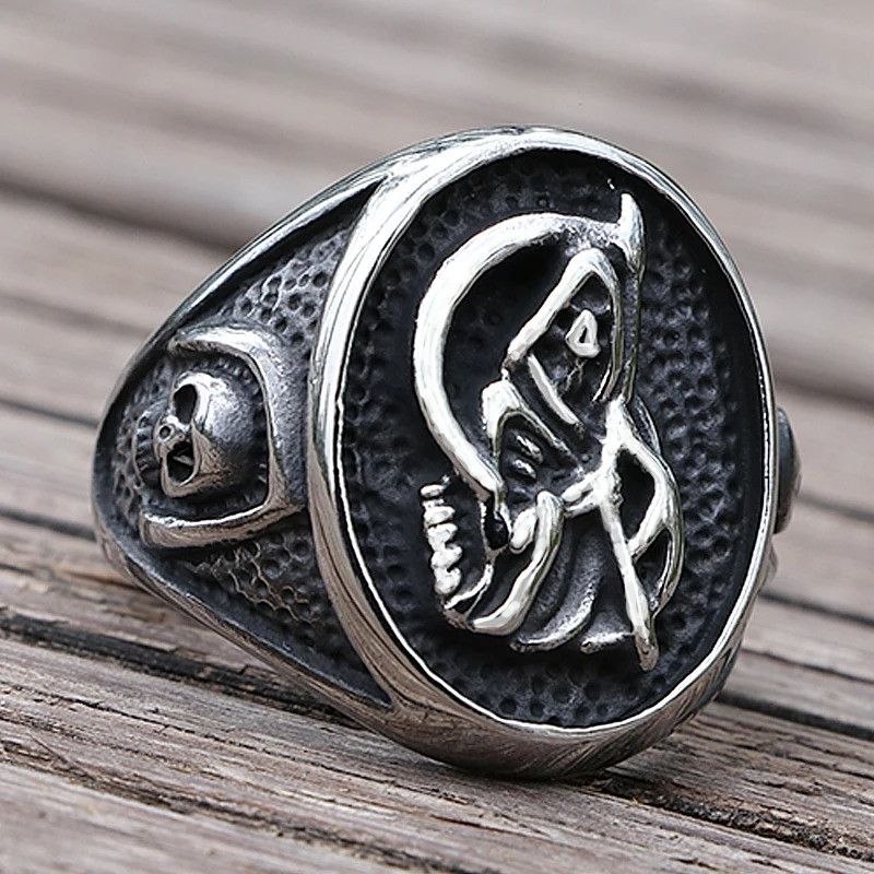 Vintage Gothic Skull Ring Size ONE SIZE - 4 Thumbnail