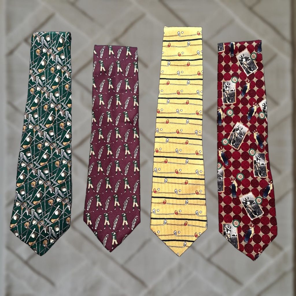 Vintage VINTAGE Men's Golf Silk Tie Lot 4 Set Hathaway Cape Cod Crooks & Creed 90s Neckties Golf Theme Size ONE SIZE - 1 Thumbnail