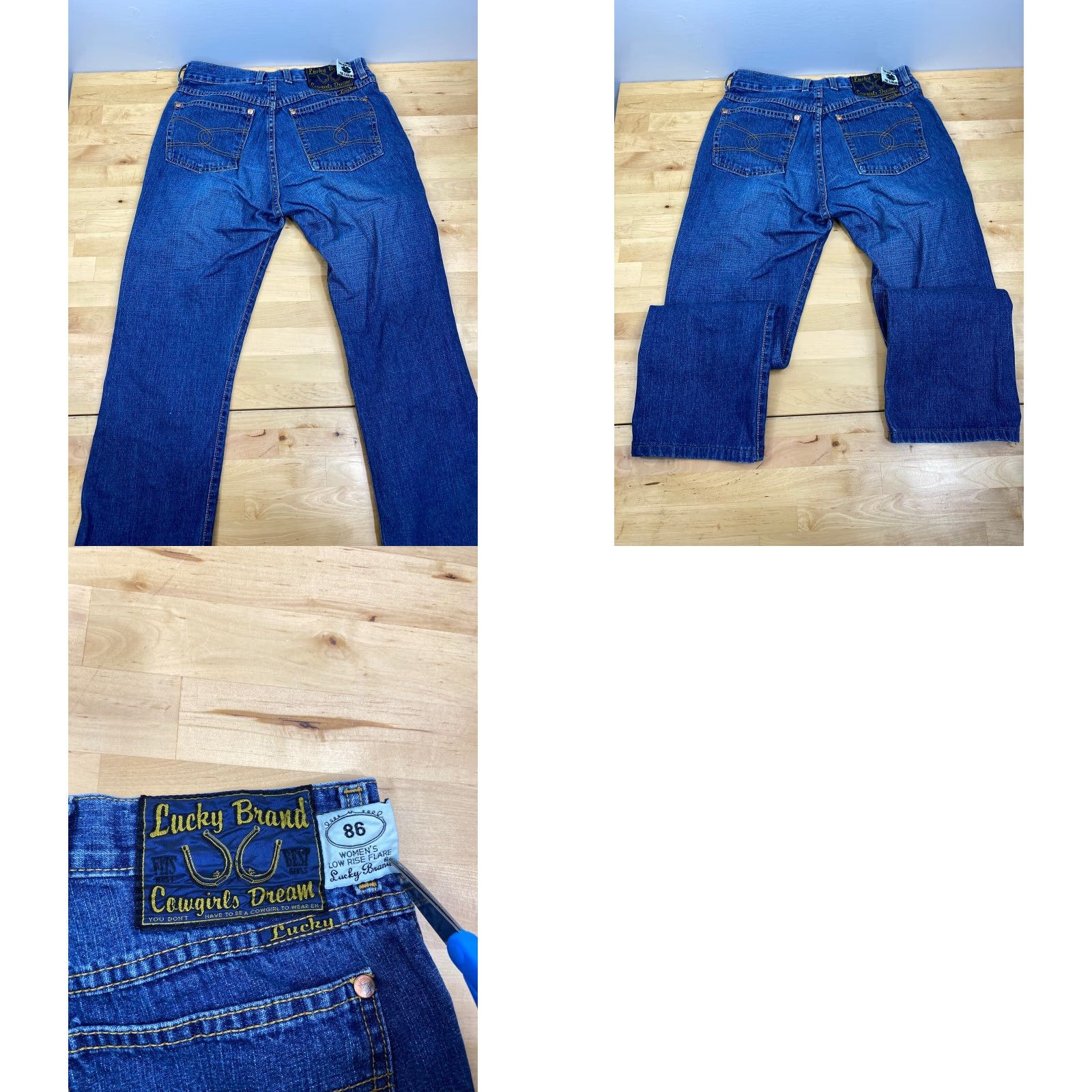 Lucky Brand Lucky Brand Jeans Denim Blue Flared Cowgirl Low Rise Sz 6/28 28in Button Zip Womens Jeans Blue 3535 Size 28" / US 6 / IT 42 - 8 Thumbnail