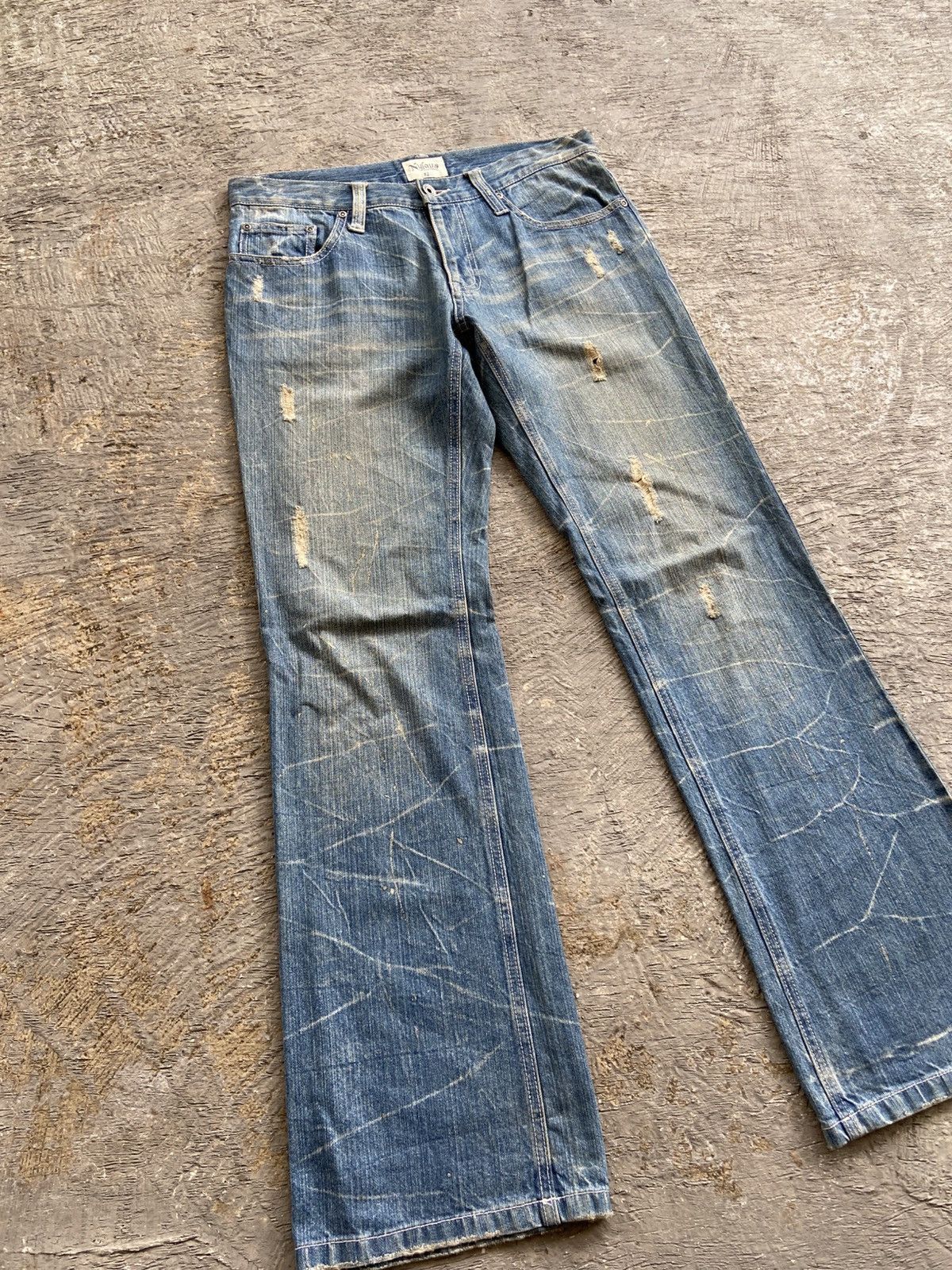 Hysteric Glamour 2000s Nylaus - Destressed Denim Flared Pants Size US 31 - 2 Thumbnail
