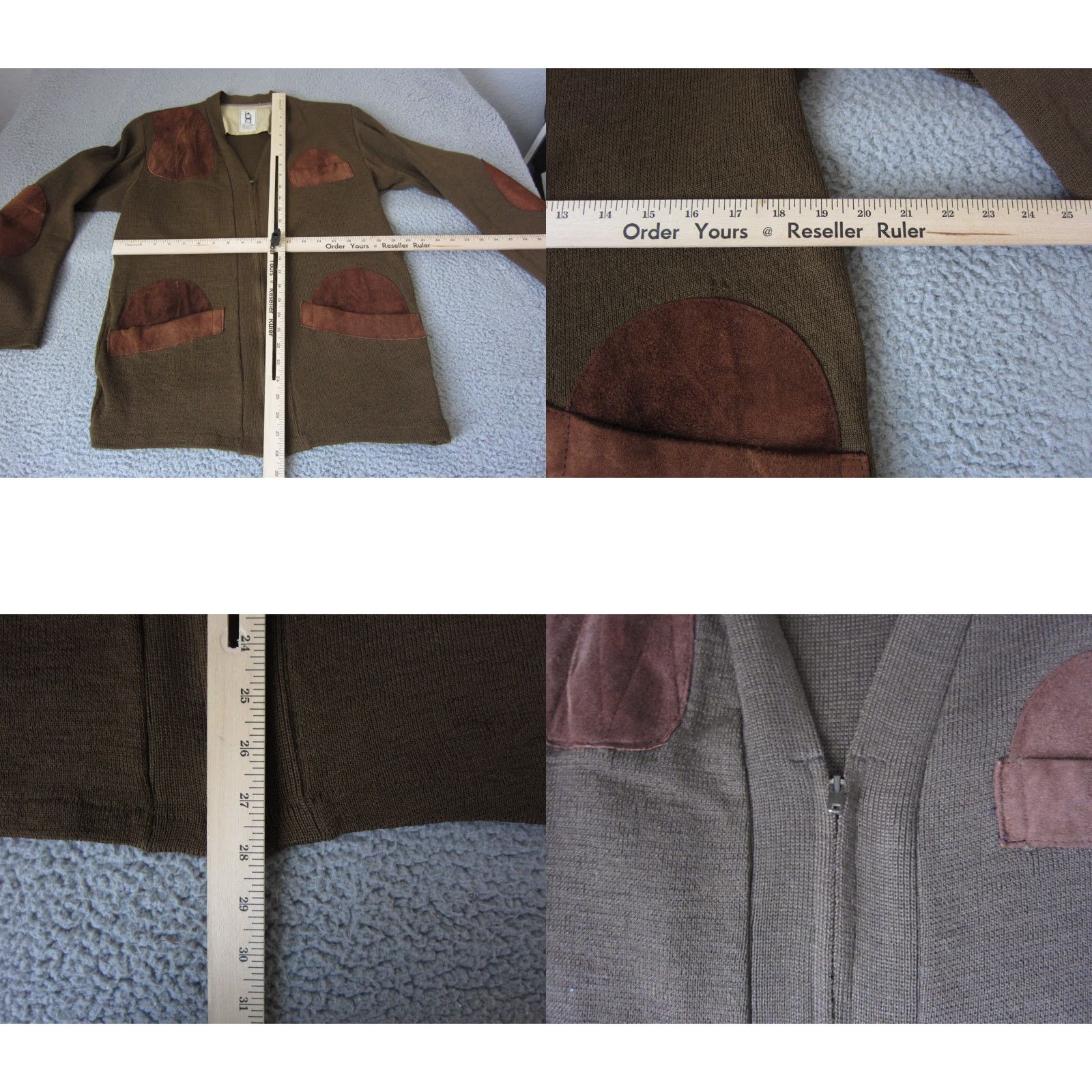 Vintage VINTAGE Bob Allen Sweater Mens 40 Green Wool Full Zip Up 60s 50s Full Zip Crew Neck Knit Wool Solid Preppy Mens Green Wool Sweater Size US L / EU 52-54 / 3 - 8 Thumbnail