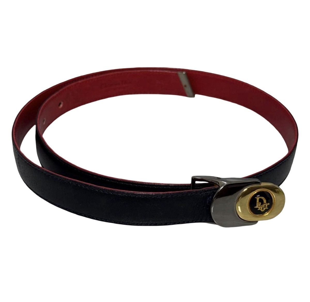 Dior Christian Dior Slim Bi-Color Leather Belt Black CD Logo 80 Size ONE SIZE - 3 Thumbnail