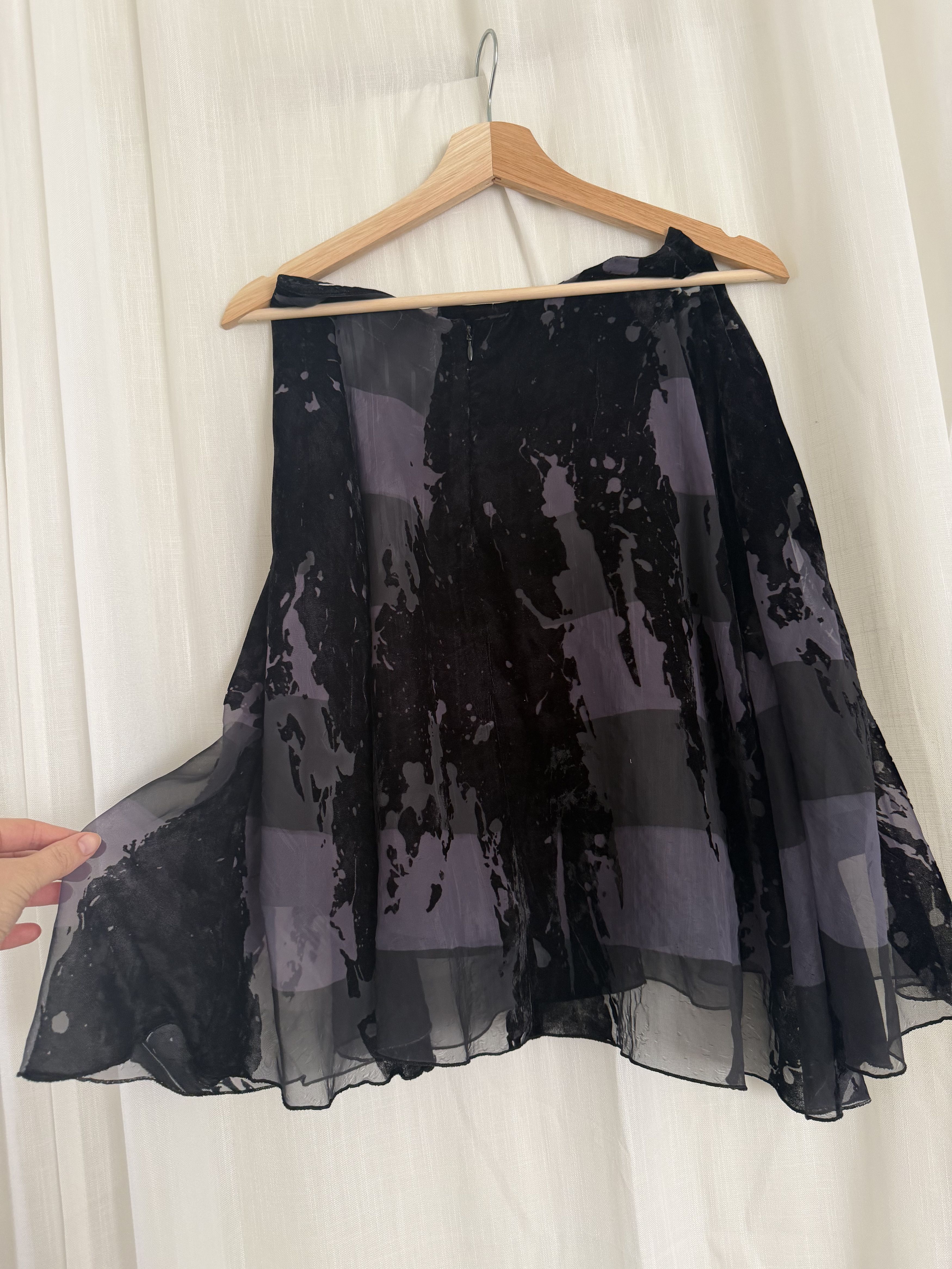 Other Rare Yoshiki Hishinuma Burnout Velvet Asymmetric Skirt JAPAN Size 26" / US 2 / IT 38 - 1 Thumbnail