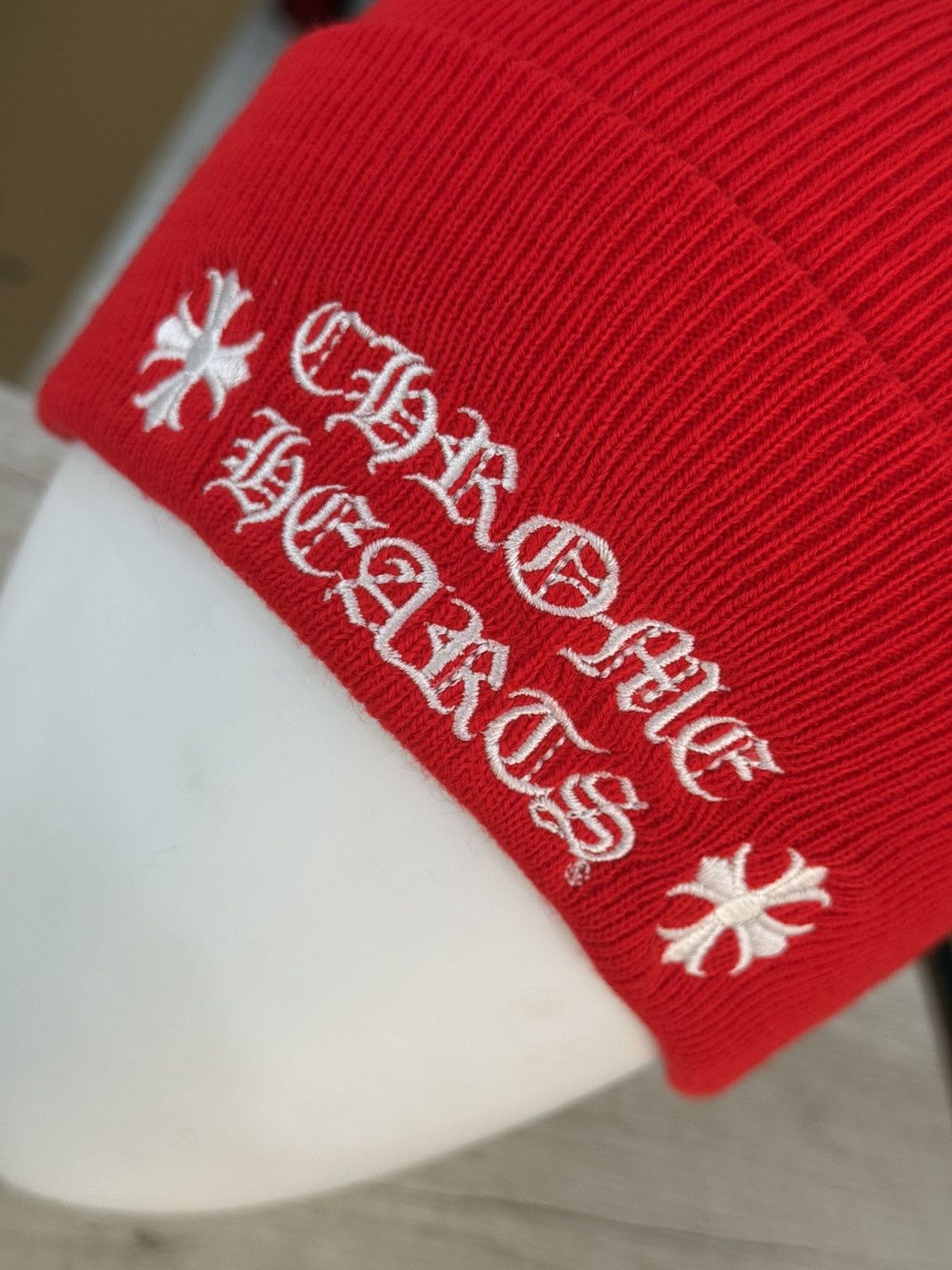 Chrome Hearts Chrome Hearts Logo Red Beanie Size ONE SIZE - 2 Thumbnail