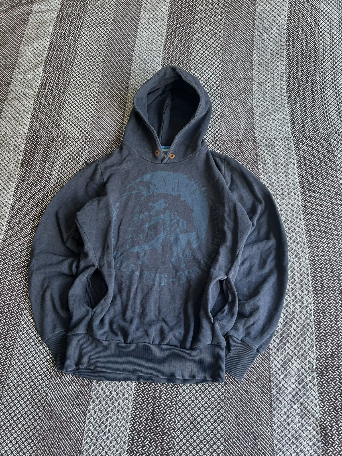 Diesel Vintage Diesel Big Logo Faded Hoodie Streetwear Style SZ L Size US L / EU 52-54 / 3 - 5 Thumbnail