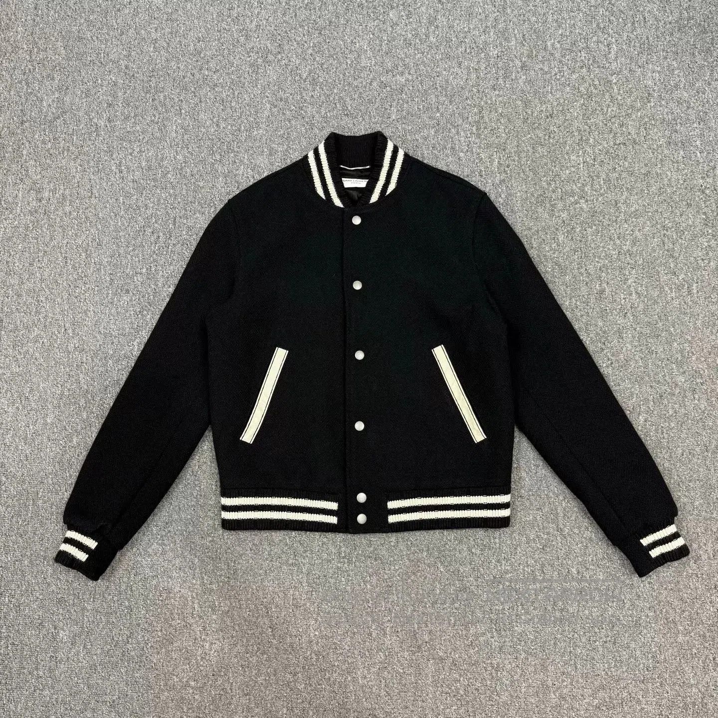Saint Laurent Paris Saint Laurent Black Baseball Jacket. Size US S / EU 44-46 / 1 - 1 Thumbnail