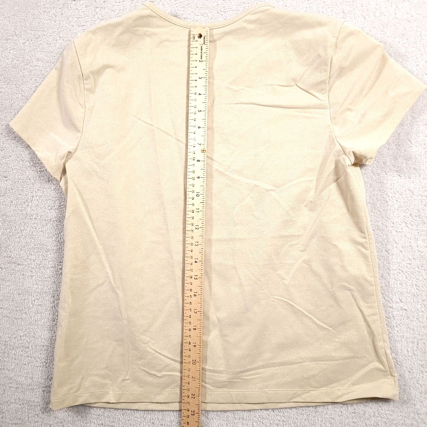 Croft & Barrow Gold Glitter Short Sleeve Round Neck Stretch - Croft & Barrow Womens Large Size L / US 10 / IT 46 - 7 Thumbnail