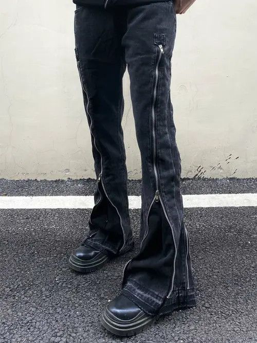 VIBE zipper distressed faded flared jeans Size US 32 / EU 48 - 3 Thumbnail