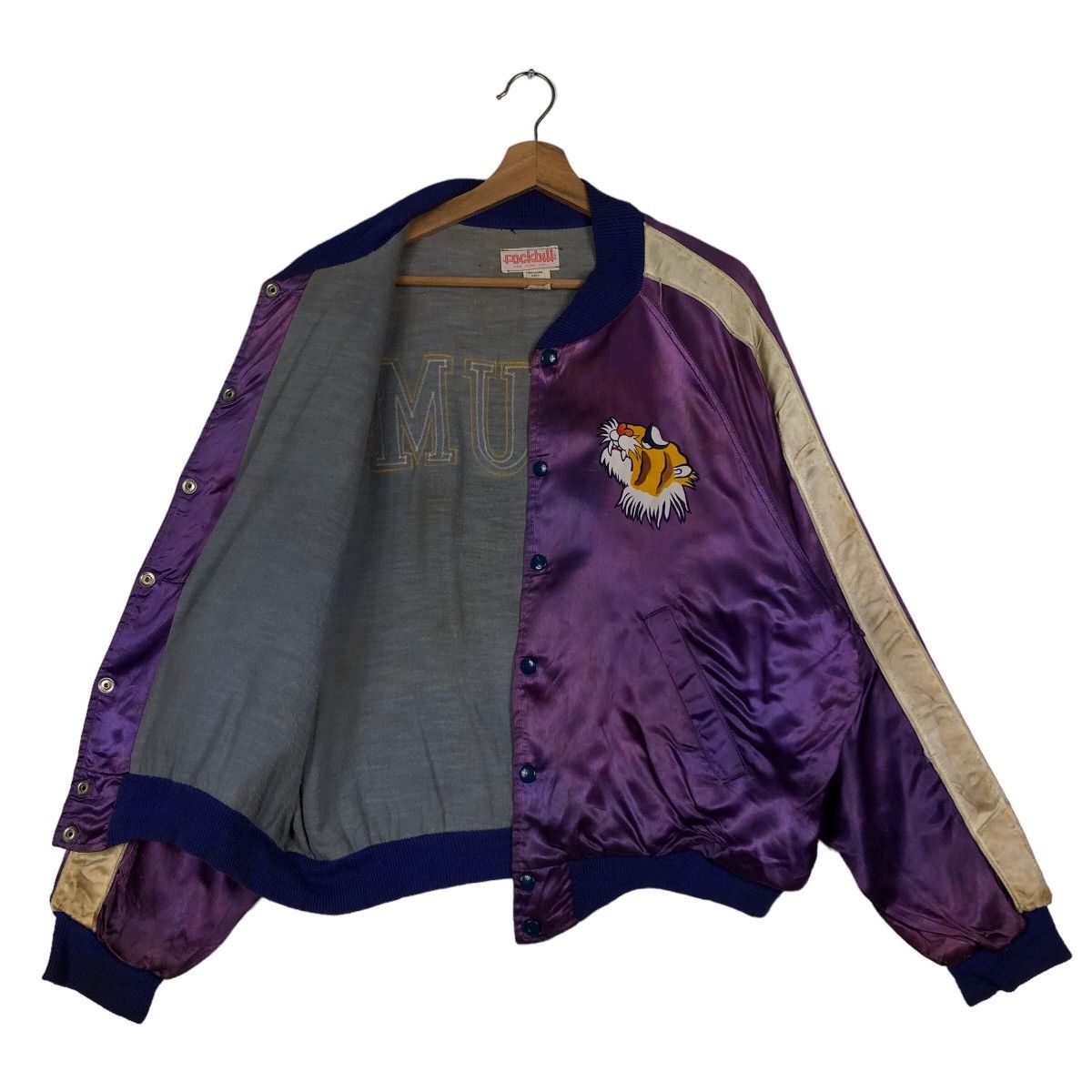 Japanese Brand 🔥90’s Rockbull Sukajan Jacket Satin Big Logo Made in USA Size US L / EU 52-54 / 3 - 9 Thumbnail