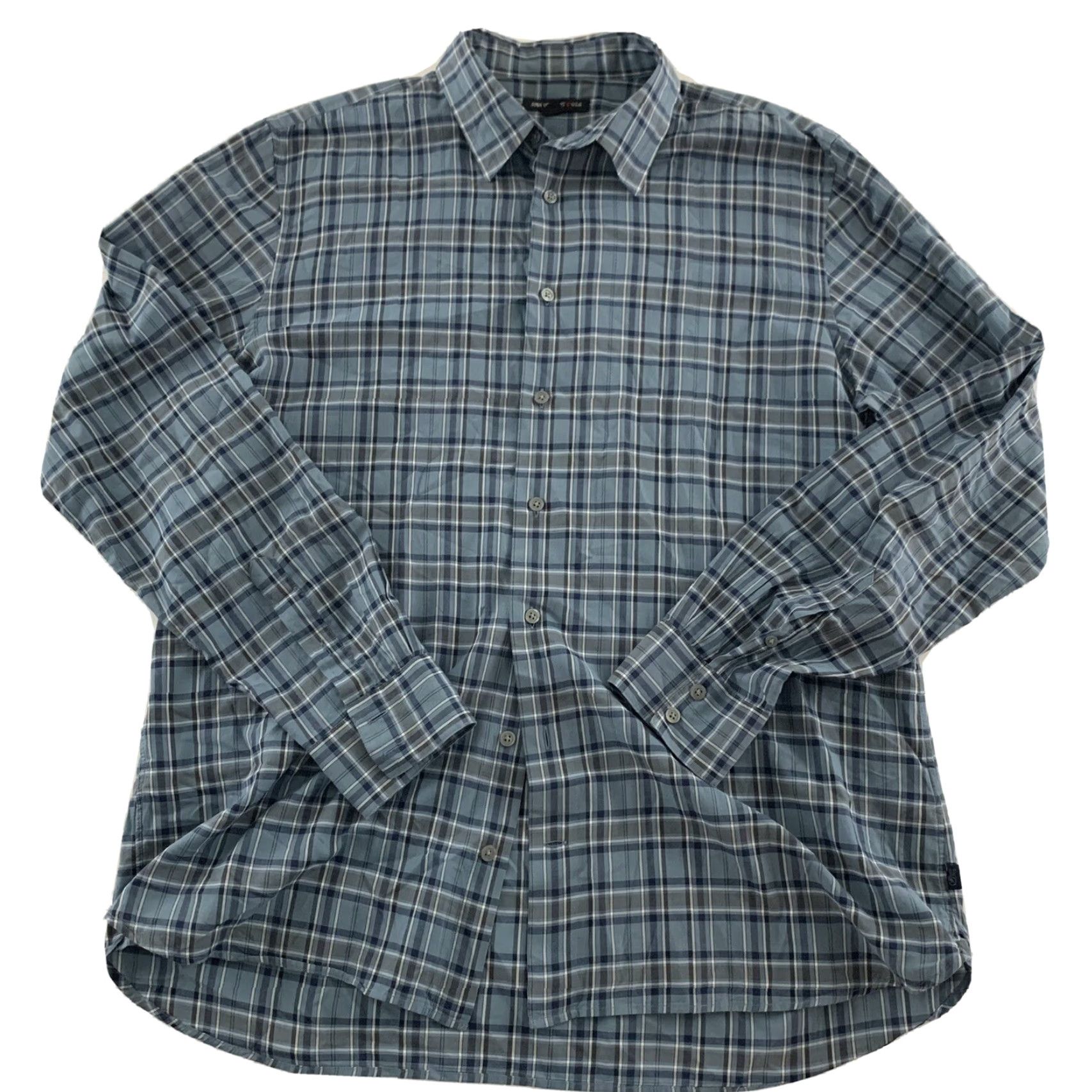John Varvatos John Varvatos Plaid Button-Up Shirt Long Sleeve Men XL Blue Size US XL / EU 56 / 4 - 2 Thumbnail