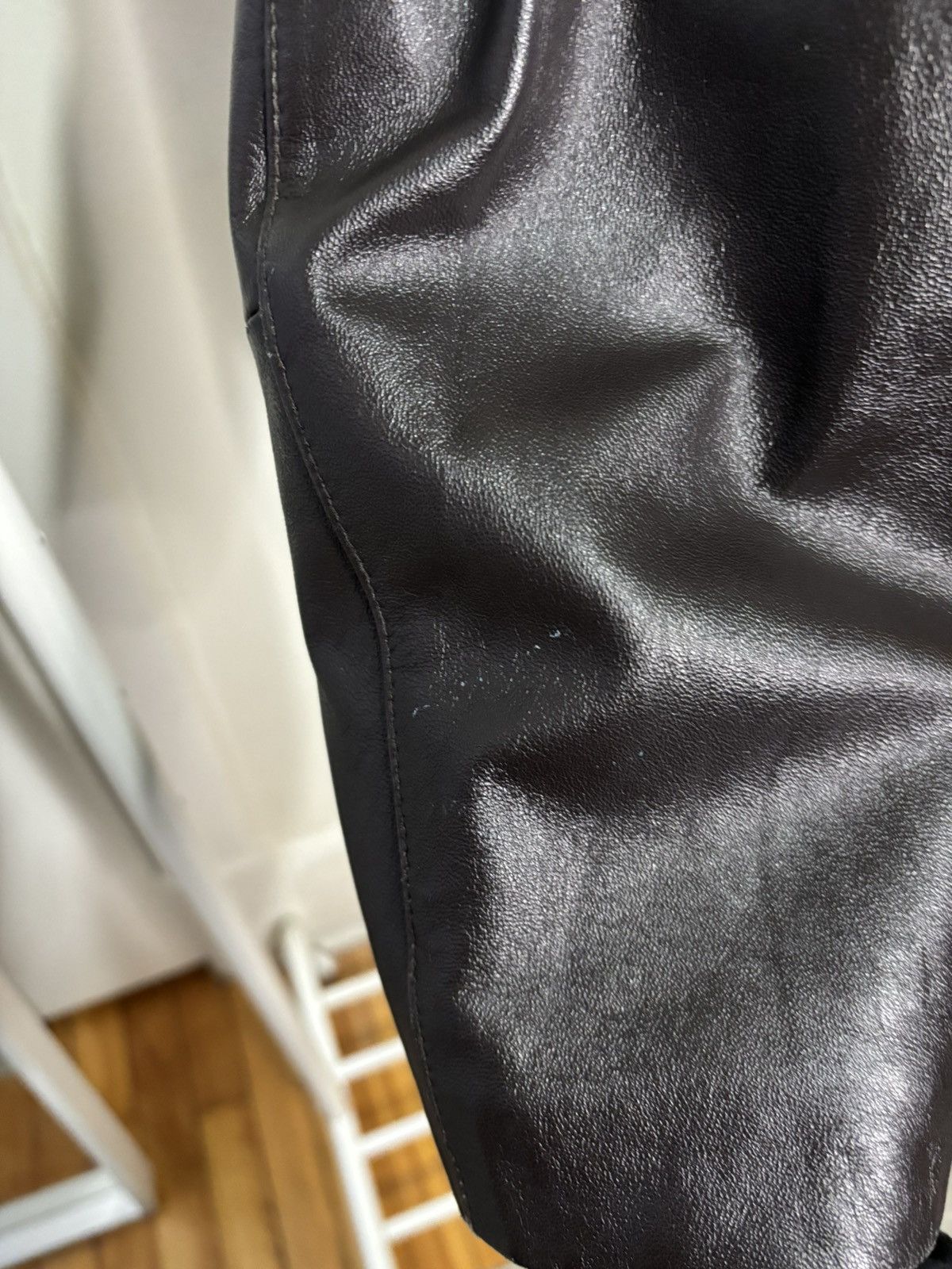 Genuine Leather × Vintage Vintage 1990s Dark Brown Leather Trench Coat Jacket Size L / US 10 / IT 46 - 10 Thumbnail