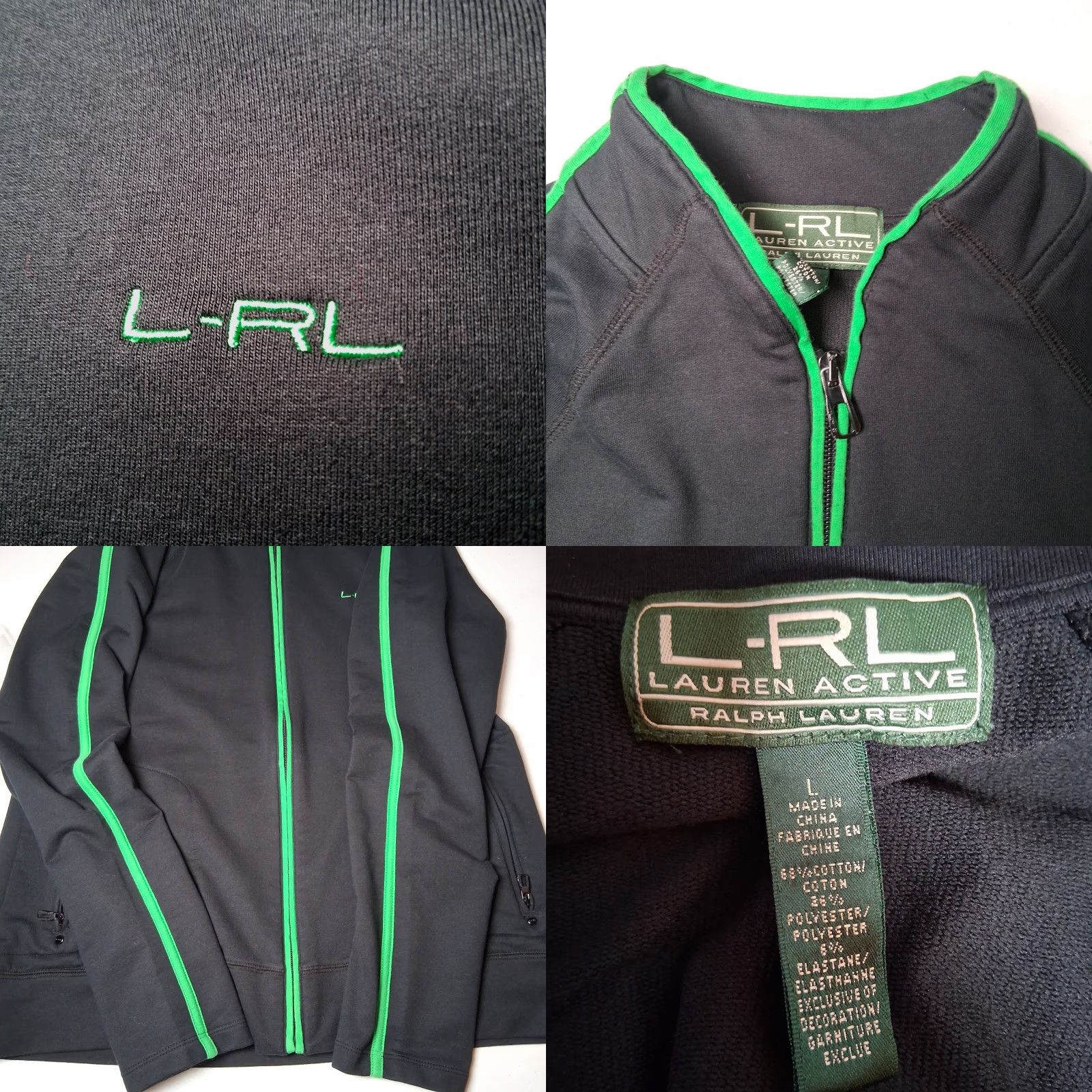 Ralph Lauren Ralph Lauren Active LRL Sweatshirt Women Large Black Green Zip Athleisure Size L / US 10 / IT 46 - 8 Thumbnail