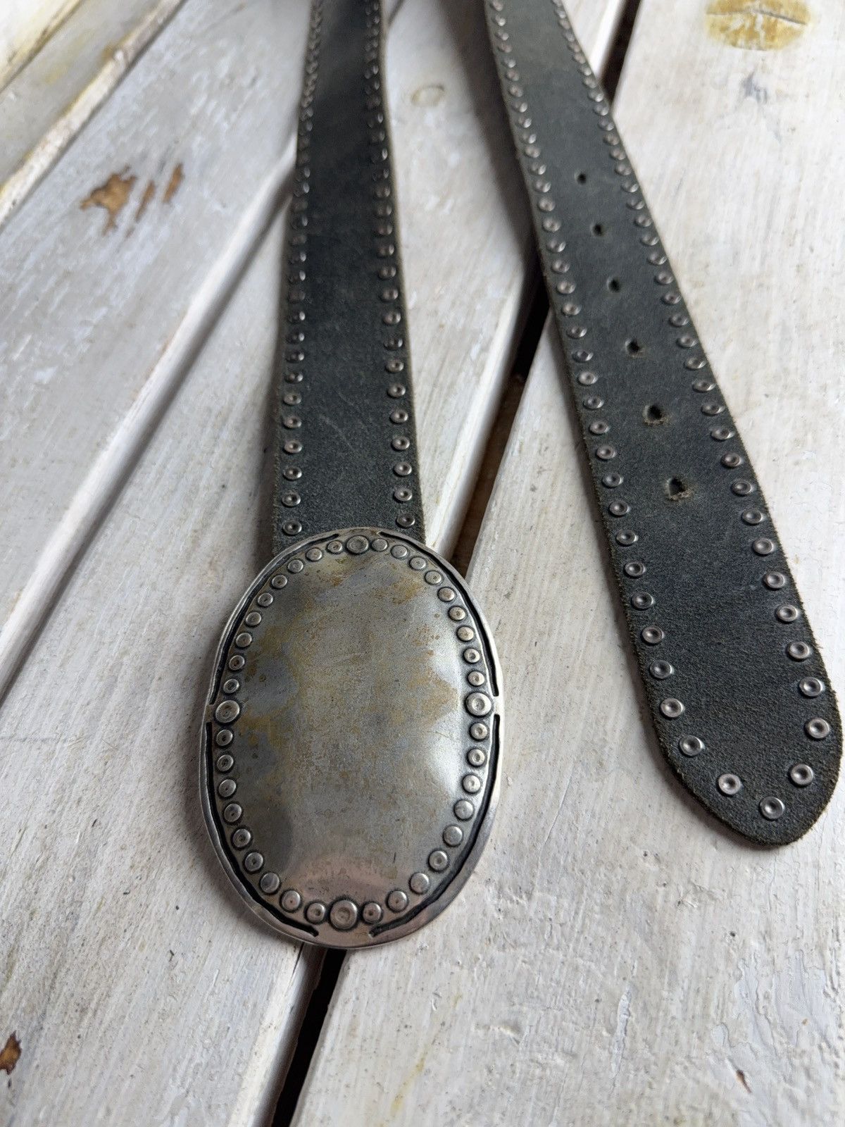 Japanese Brand Vanzetti Japanese Leather Punk Emo Rock Goth Y2K Drill belt Size ONE SIZE - 3 Thumbnail