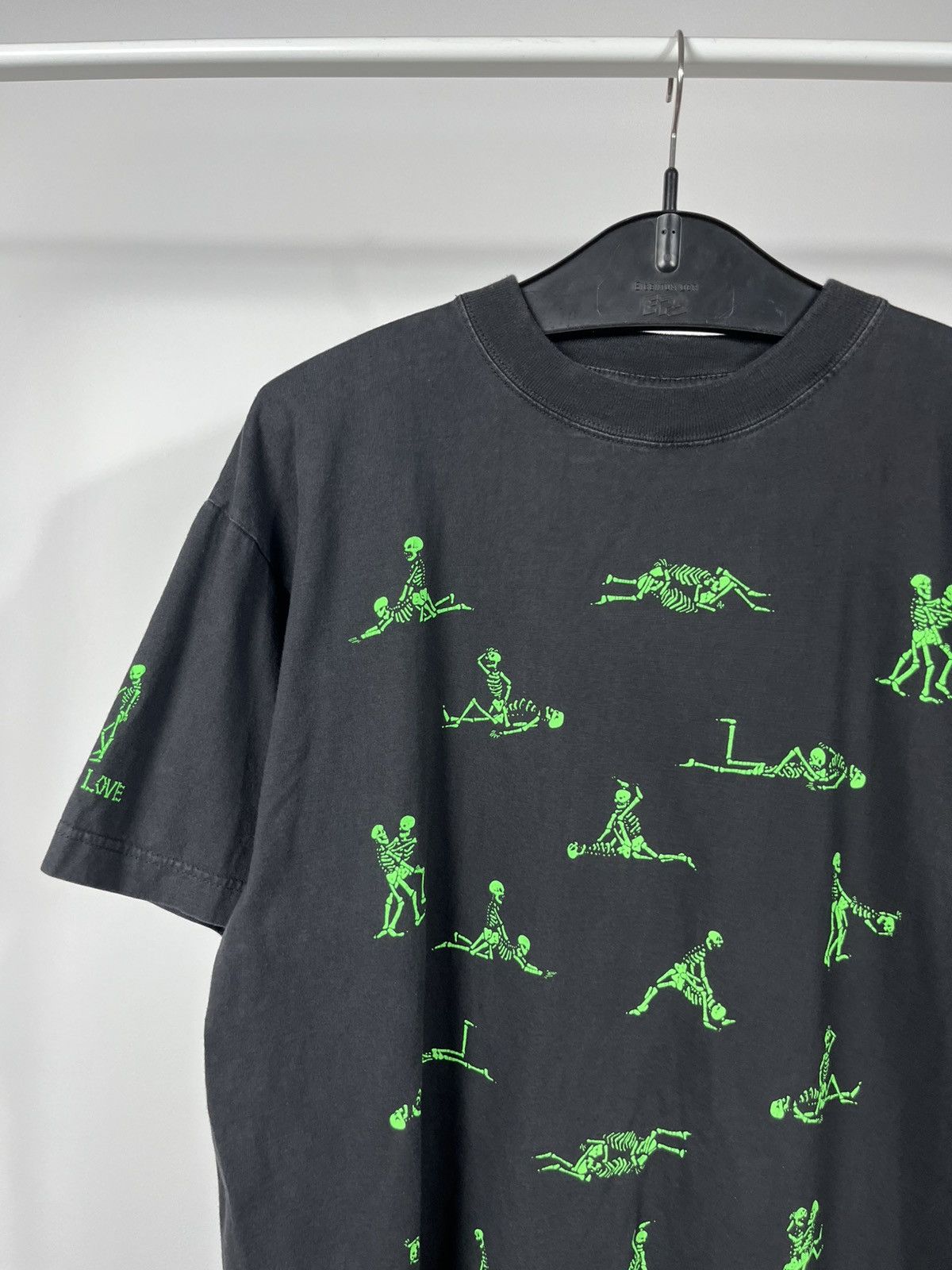 Other Oversized Black T-Shirt Green Skeleton Graphic Bone In Love Size US L / EU 52-54 / 3 - 3 Thumbnail