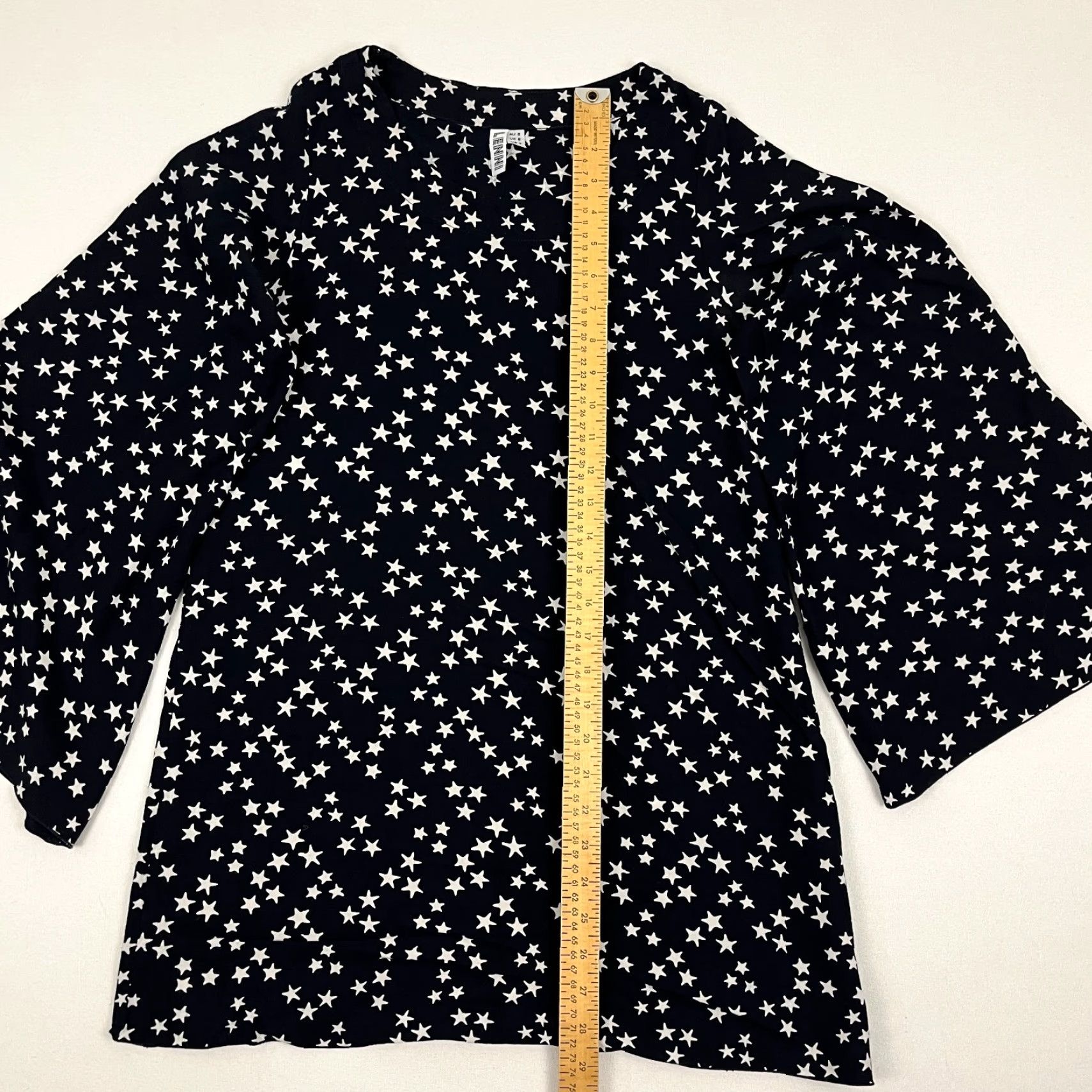 Vintage Lenni Blouse Women UK 8 / US 4 Black White Star Print Abstract Flared Tunic Womens Size S / US 4 / IT 40 - 4 Thumbnail