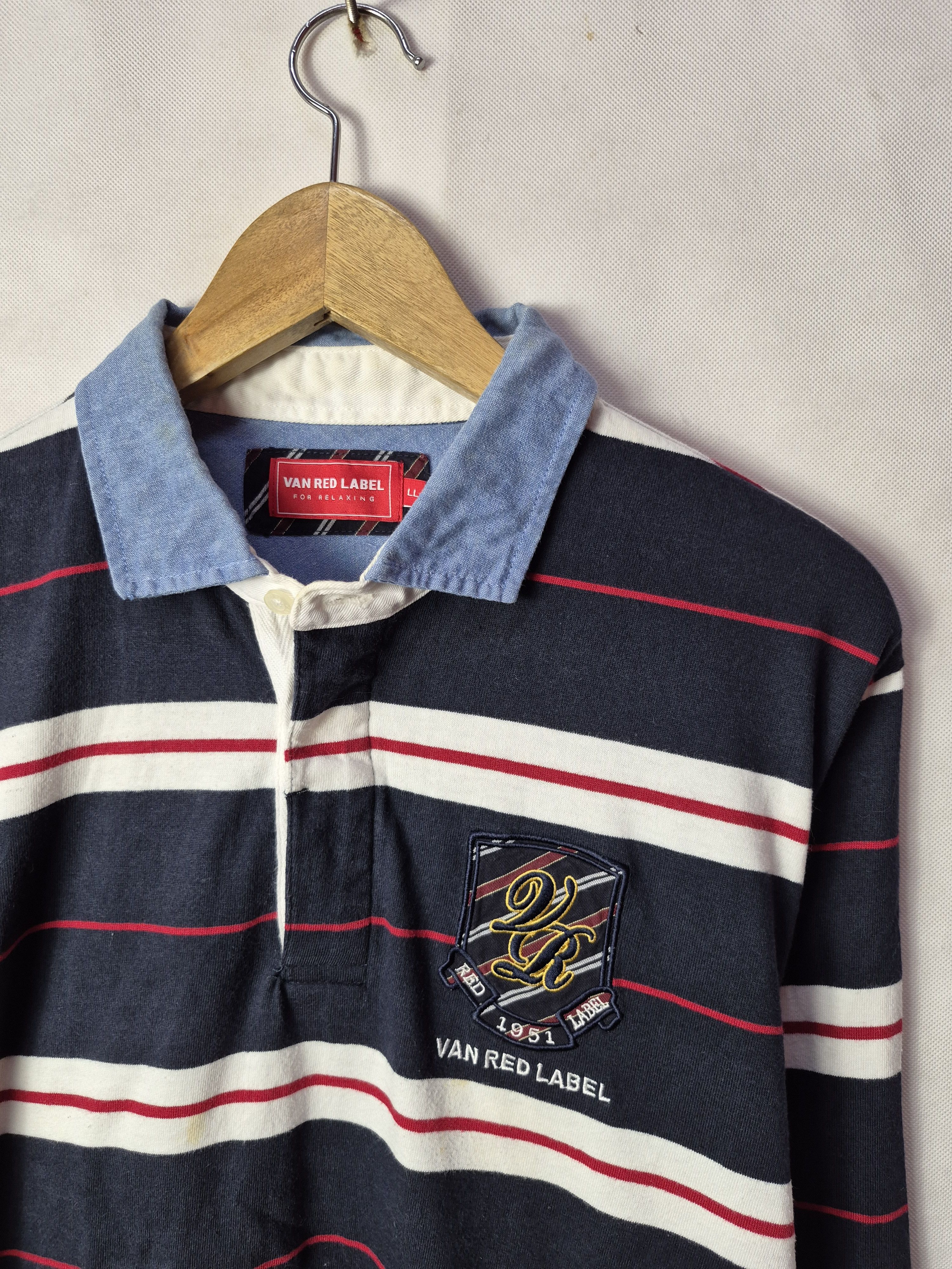 Japanese Brand × Van 🔥 Van Red Label Polo Stripes Rugby Tee Size US L / EU 52-54 / 3 - 3 Thumbnail