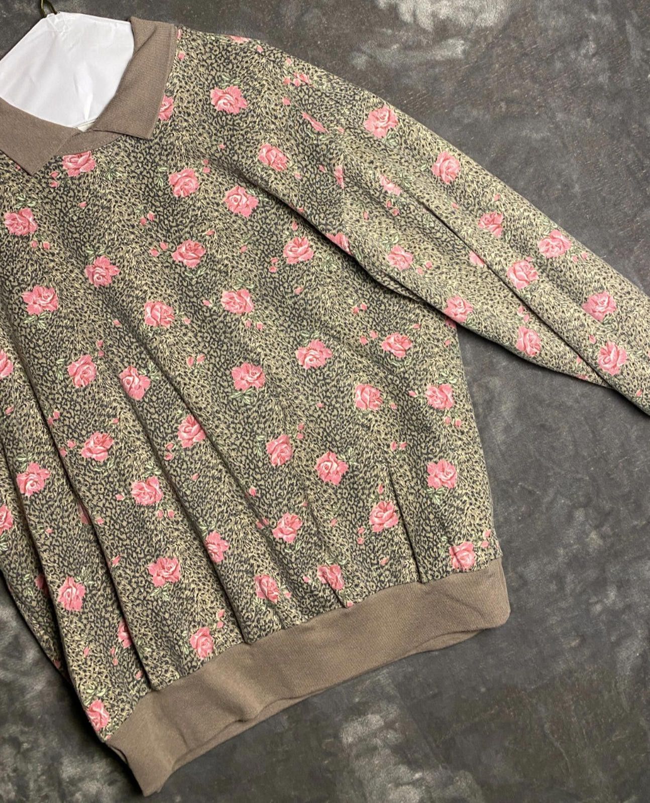 Haband 80s Haband For Her Collared Floral Brown SweatShirt Sz. L B6 Size L / US 10 / IT 46 - 5 Thumbnail