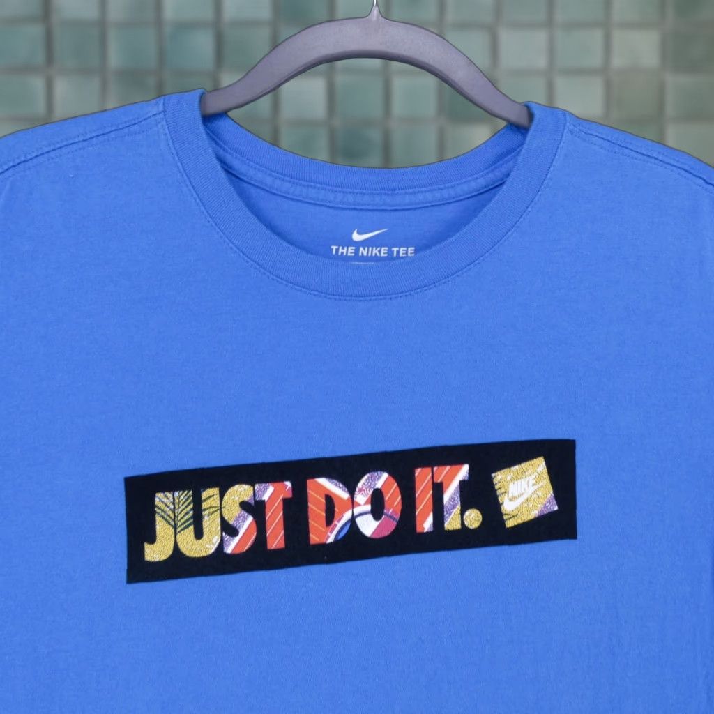 Nike Nike Shirt Mens Medium Short Sleeve Pullover Blue Spell Out Just Do It Logo Size US M / EU 48-50 / 2 - 1 Thumbnail