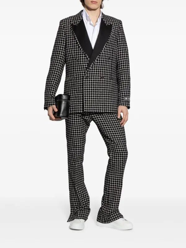 Amiri o1s1wg110326 Bouclé Flared Trousers in Black/White Size US 36 / EU 52 - 2 Thumbnail