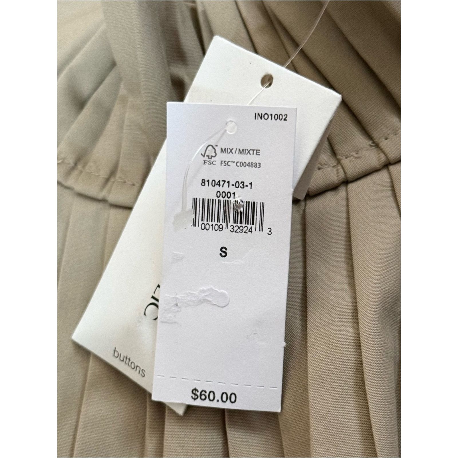 Banana Republic Banana Republic Factory Beige Cotton Pleated Top Size S NWT Size S / US 4 / IT 40 - 8 Thumbnail