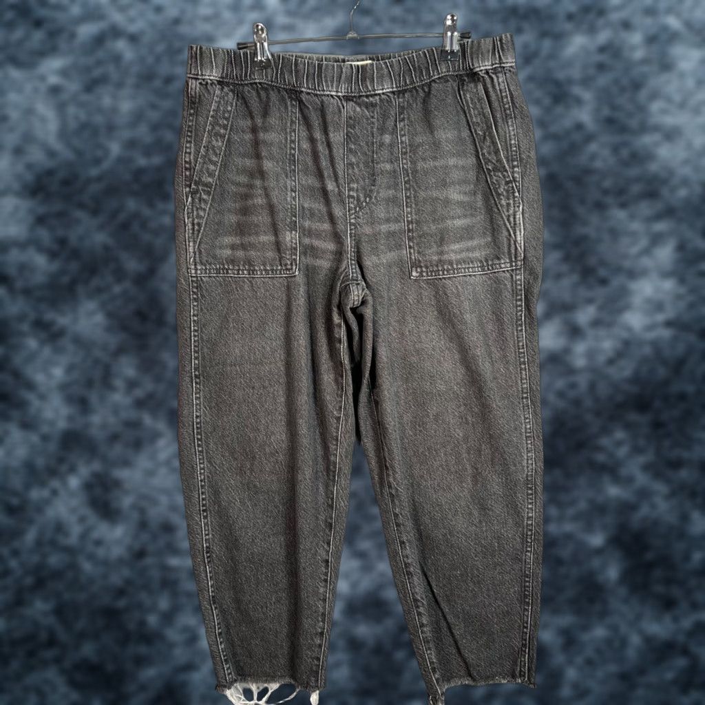 Madewell Madewell Jeans Pants Denim Jogger Elastic Waist Black Hem Frayed High Rise Women Size M Size 32" / US 10 / IT 46 - 1 Thumbnail