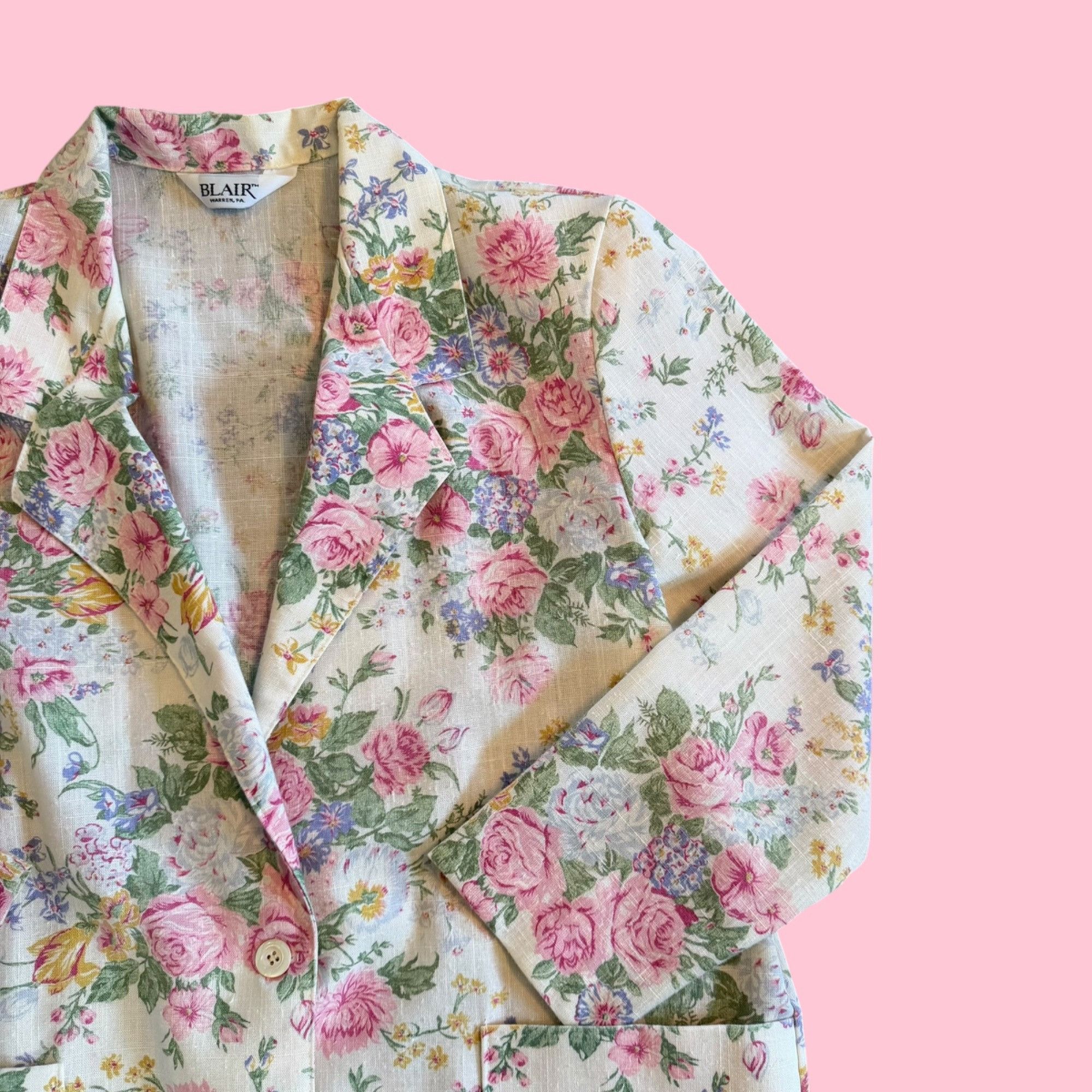 Vintage Vintage Blair All-Over Whimsy Romantic Floral Print Blazer J Size L / US 10 / IT 46 - 2 Thumbnail