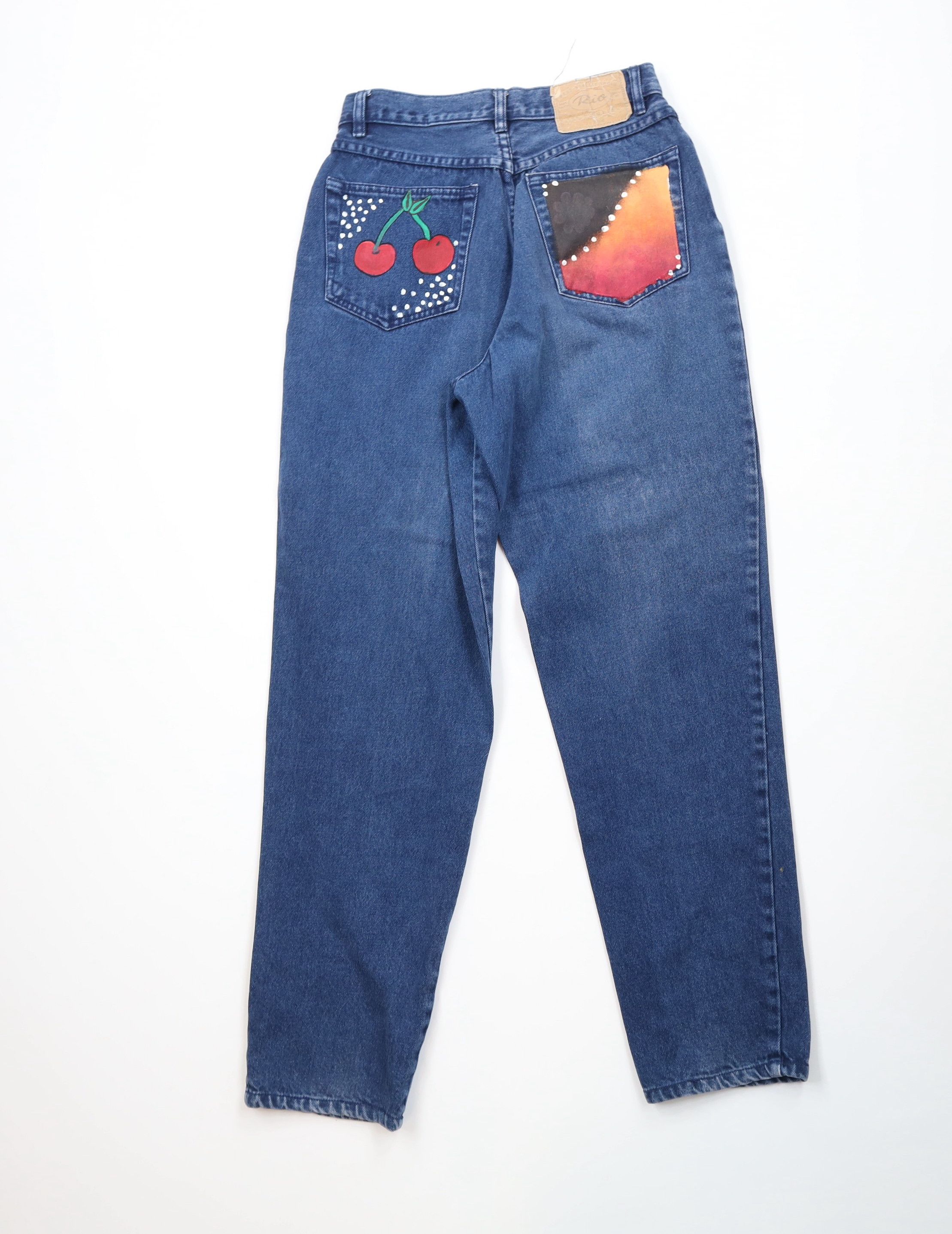 Vintage Vintage 90s Streetwear Hand Painted Cherry Tapered Leg Jeans Size 28" / US 6 / IT 42 - 10 Thumbnail