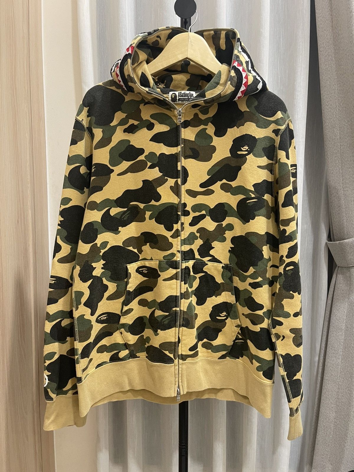 Bape BAPE WGM 1st Yellow Camo Shark Full Zip Hoodie Size US XL / EU 56 / 4 - 1 Thumbnail