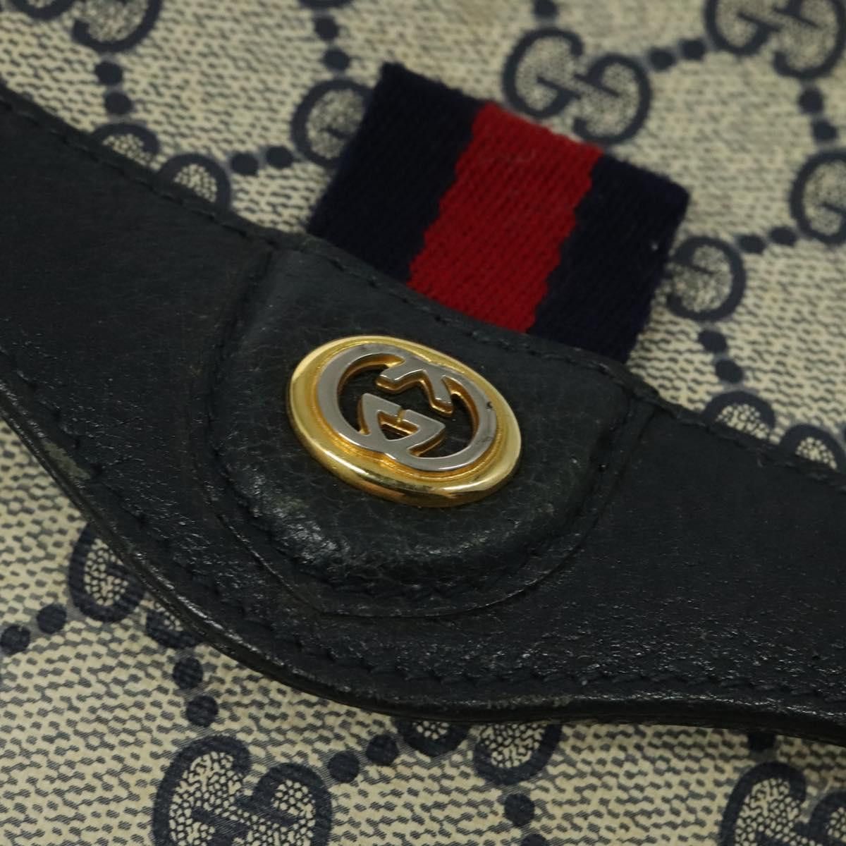 Gucci GUCCI GG Supreme Sherry Line Shoulder Bag Pvc Navy Gold 904 Size ONE SIZE - 14 Thumbnail