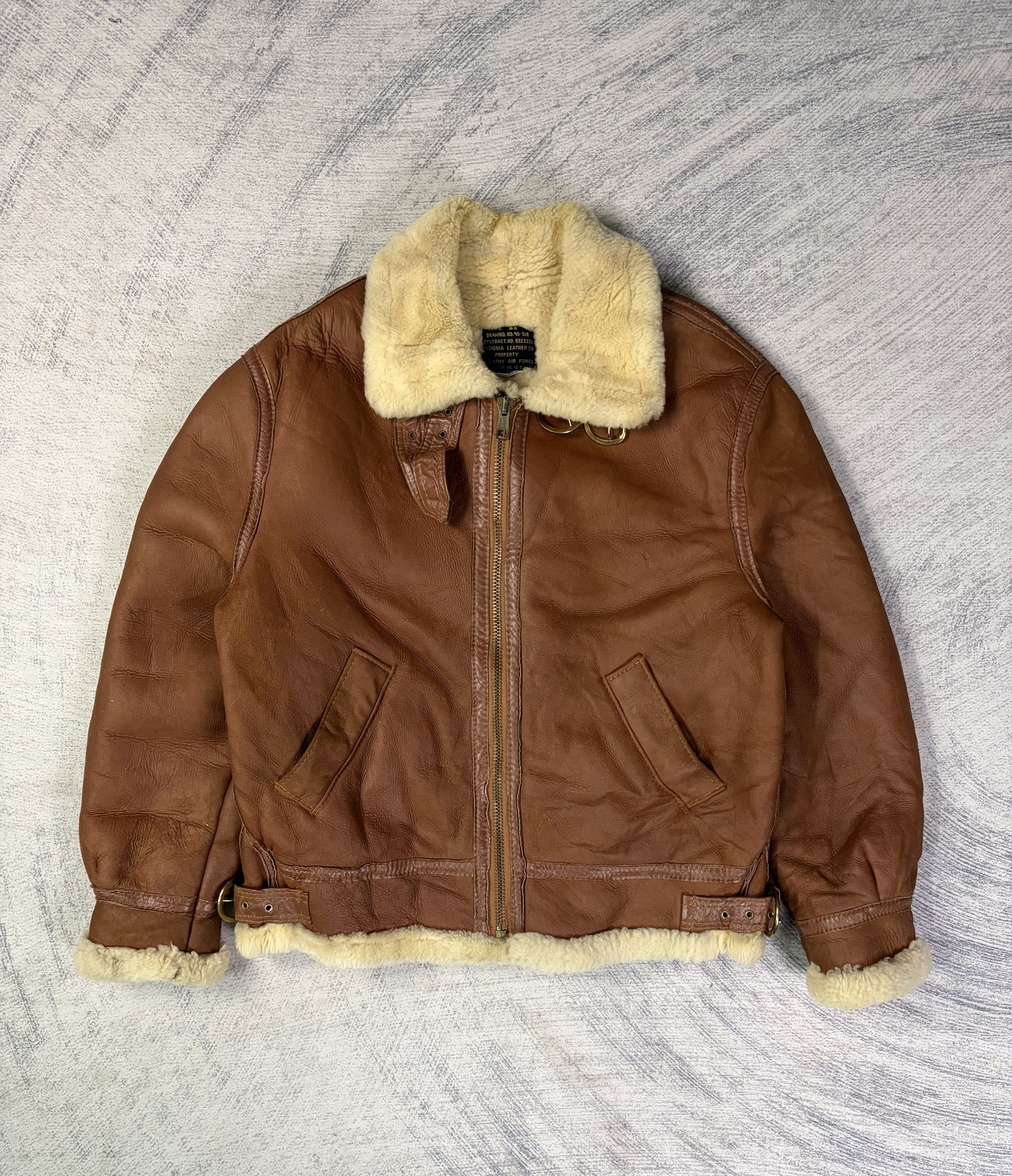 Genuine Leather Vintage B3 USAF USA Insignia Leather SheepSkin Jacket Size US M / EU 48-50 / 2 - 1 Thumbnail