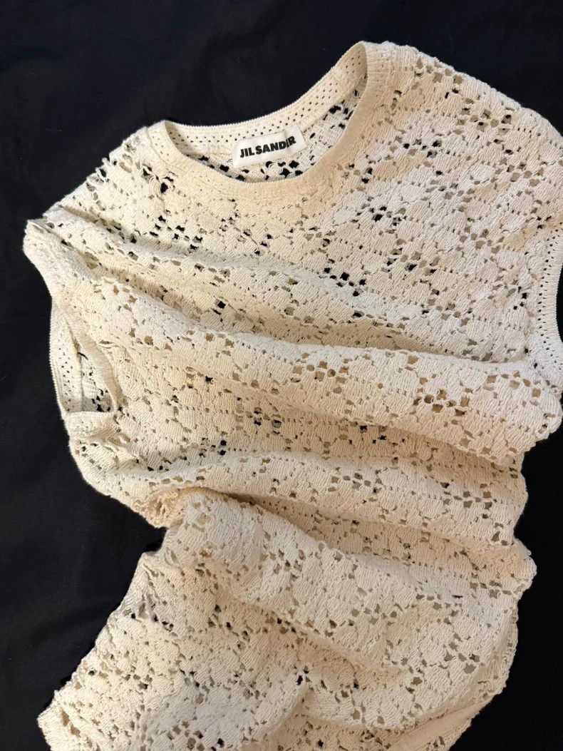 Jil Sander Jil Sander White stretch knitted jacquard vest Size 4XL / US 24-26 - 1 Thumbnail