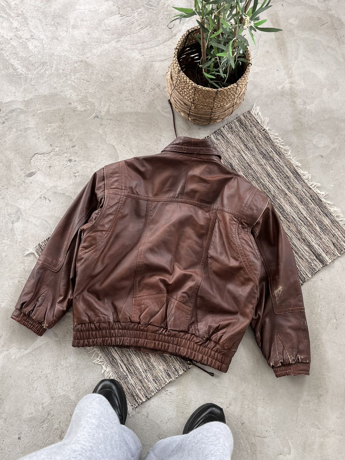 Genuine Leather Vintage Brown Leather Biker Bomber Jacket Avantgarde Y2K Size US L / EU 52-54 / 3 - 3 Thumbnail