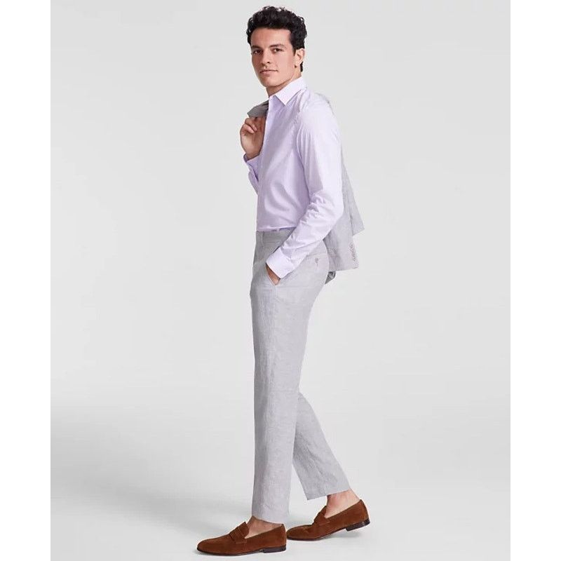 Bar III Bar III Men's Grey Linen Casual Slim-Fit Suit Pants W30 L30 Size US 30 / EU 46 - 3 Thumbnail