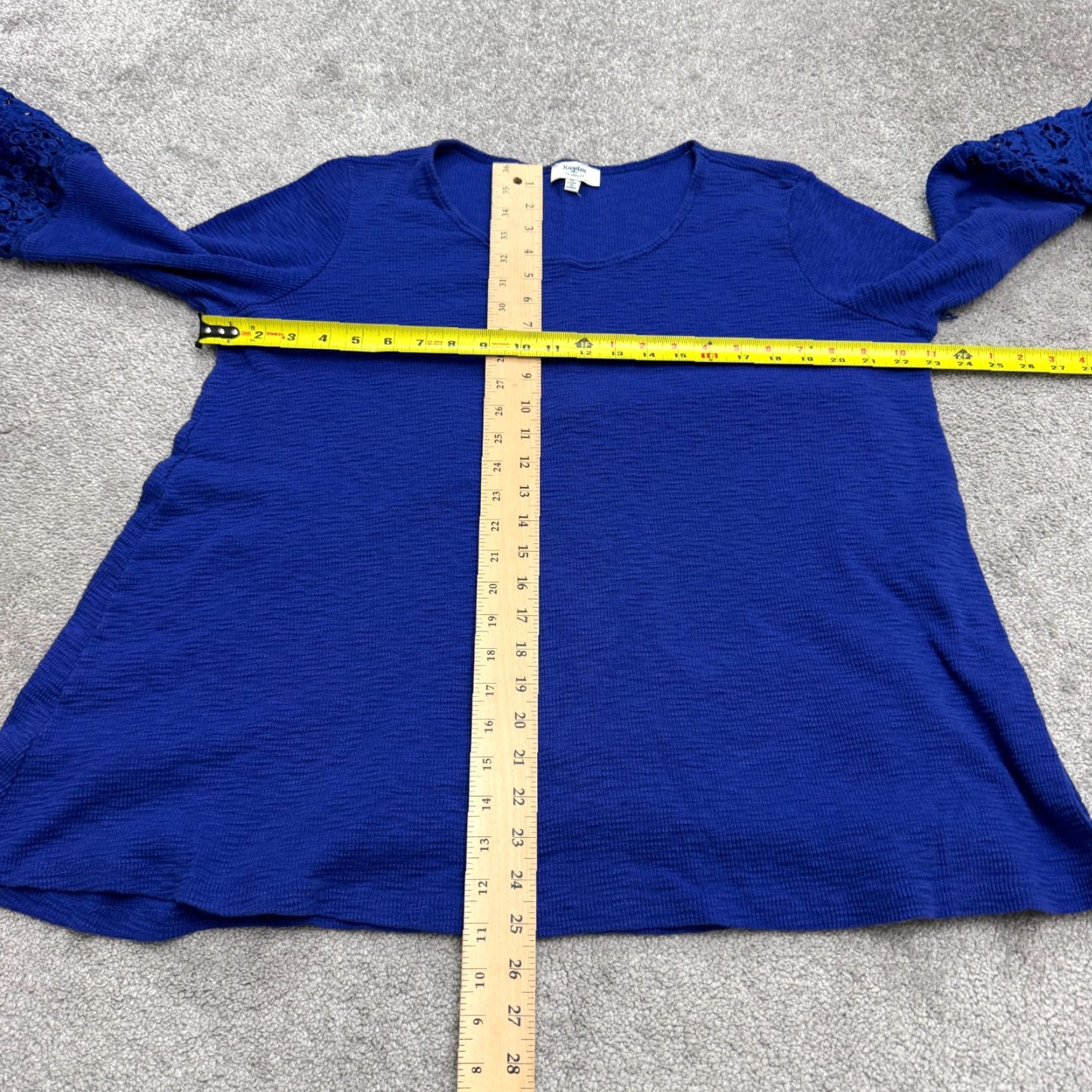 Bell Hayden Blouse Shirt Womens XL Royal Blue Cotton Lace Trim Bell Sleeve Tunic Blouse Womens XL Blue Lace Trim Bell Sleeve Cotton Size XL / US 12-14 / IT 48-50 - 7 Thumbnail