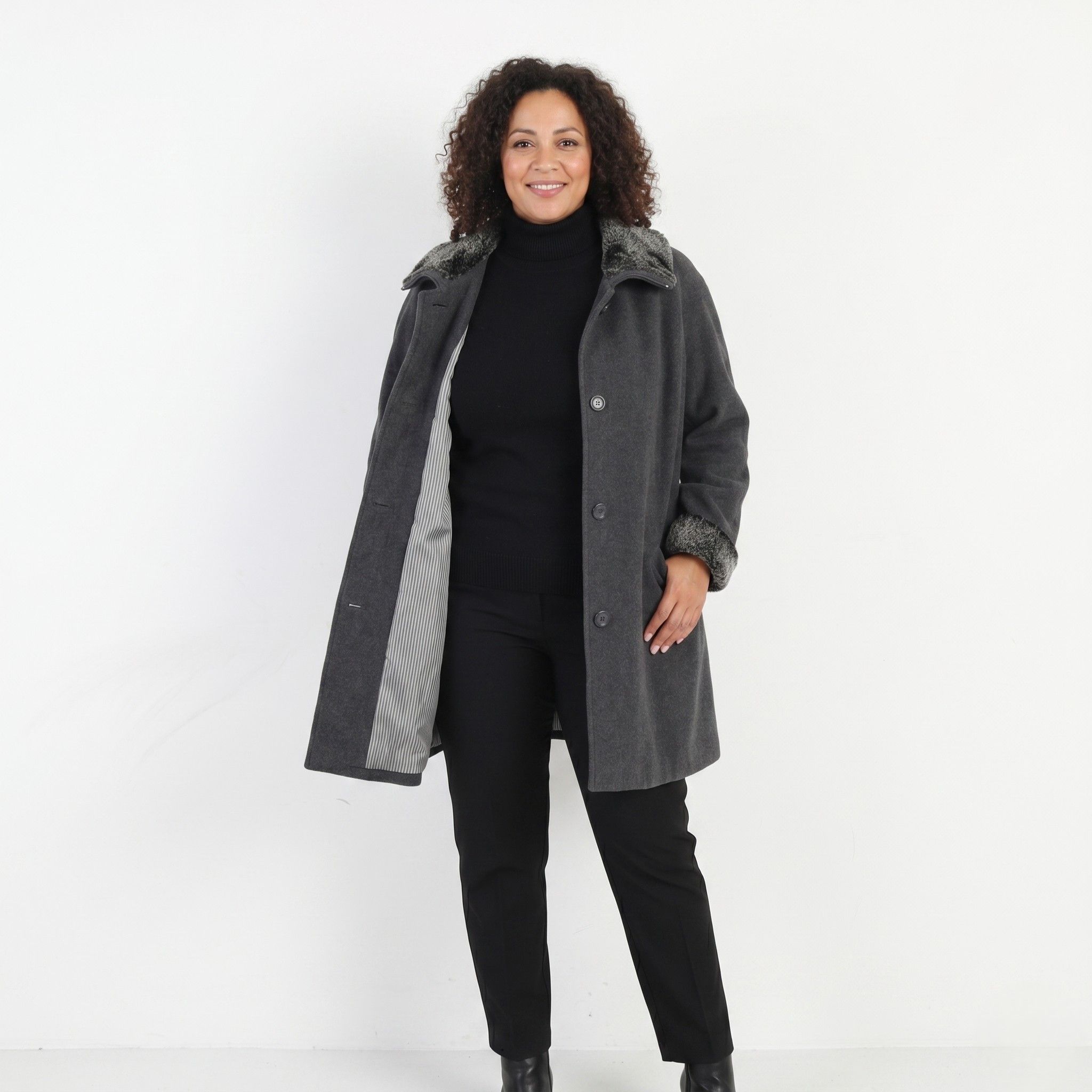 Vintage Vintage Women 44 18 Coat Grey Wool Cashmere 6343 Size XXL / US 16-18 / IT 52-54 - 1 Thumbnail