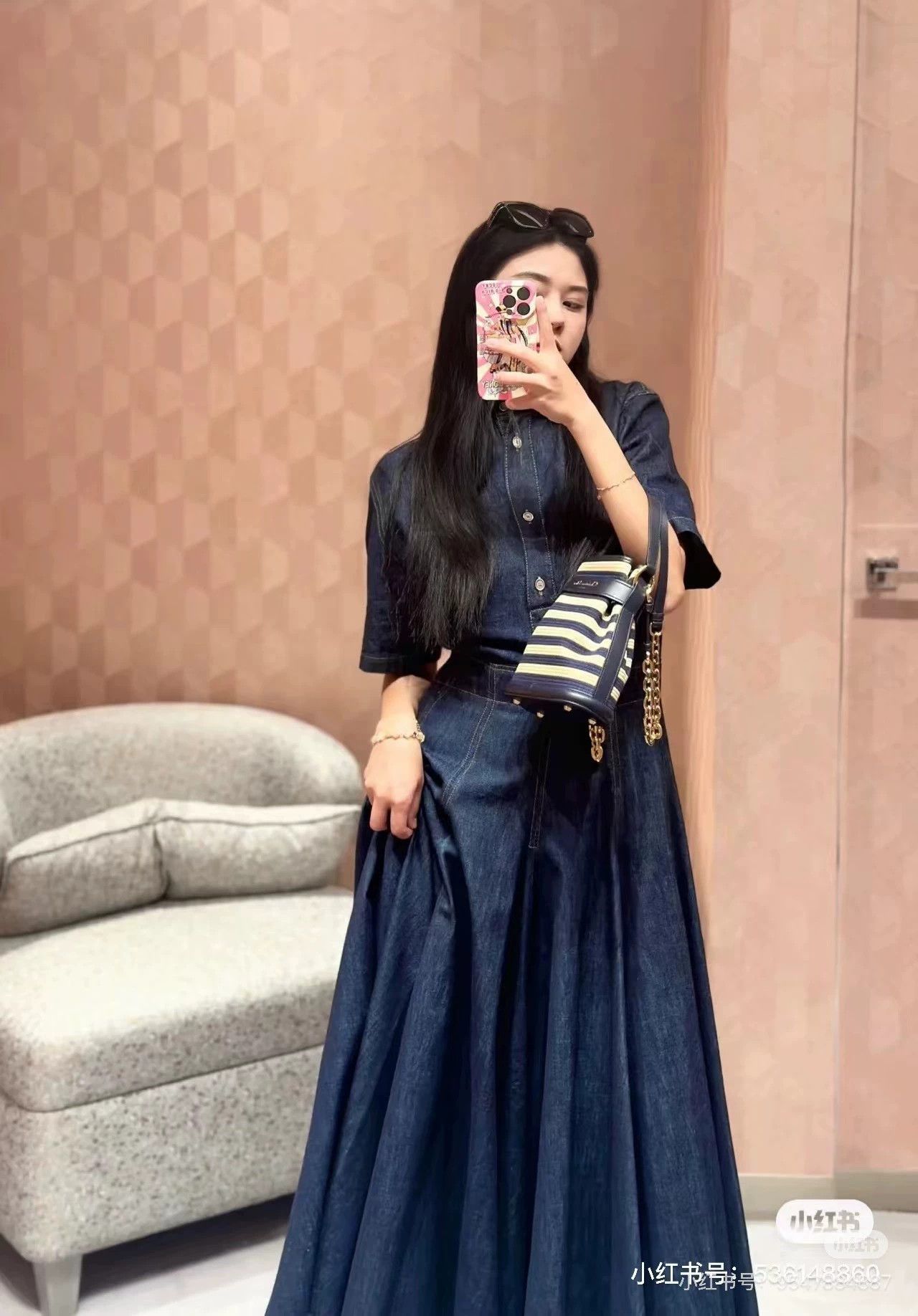 Dior Dior Women's Blue Denim Long Dress FR38 Size S / US 4 / IT 40 - 9 Thumbnail