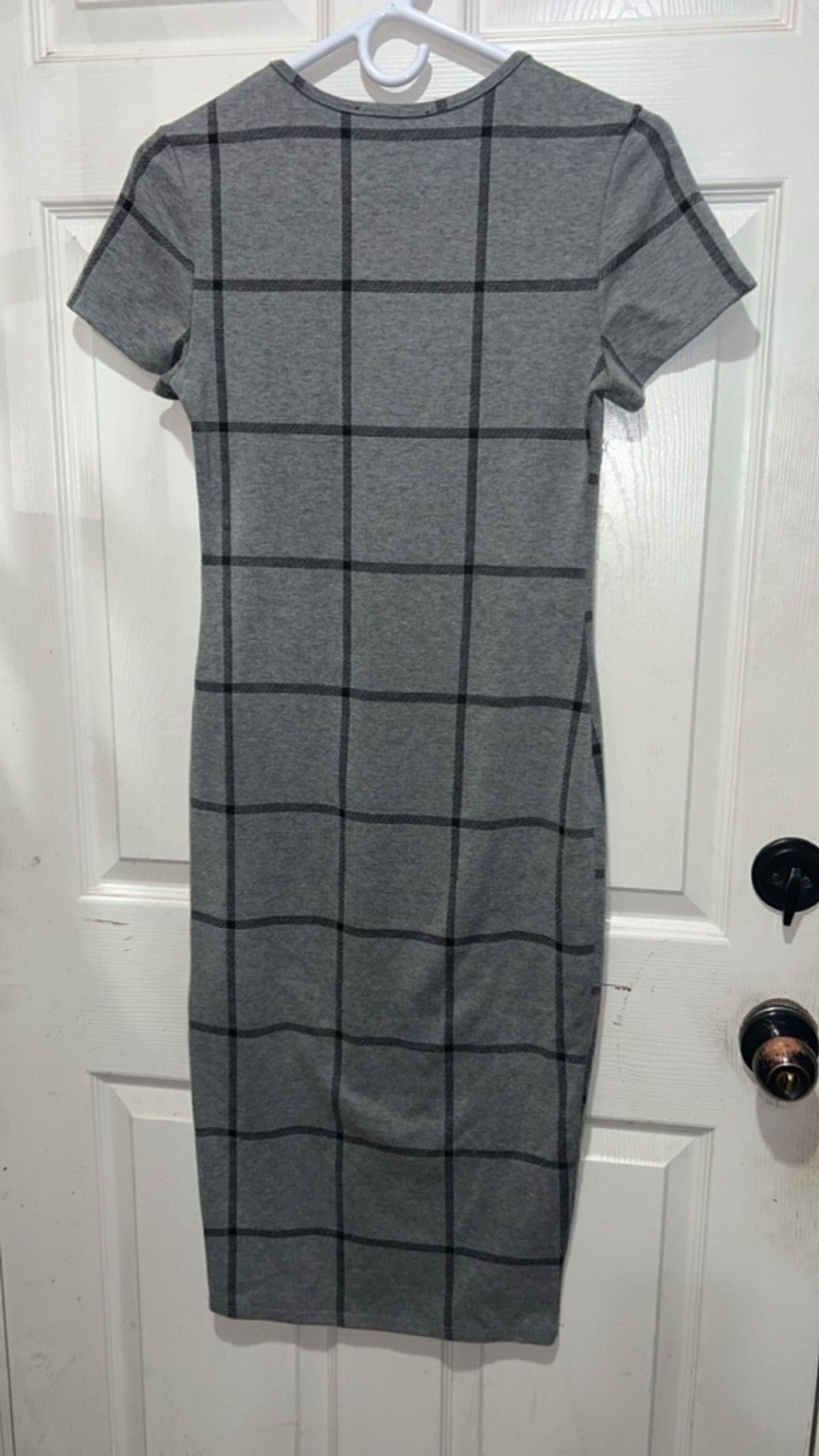 VIBE Women's VIBE Gray & Black Plaid Short Sleeve Bodycon Dress M Size M / US 6-8 / IT 42-44 - 3 Thumbnail