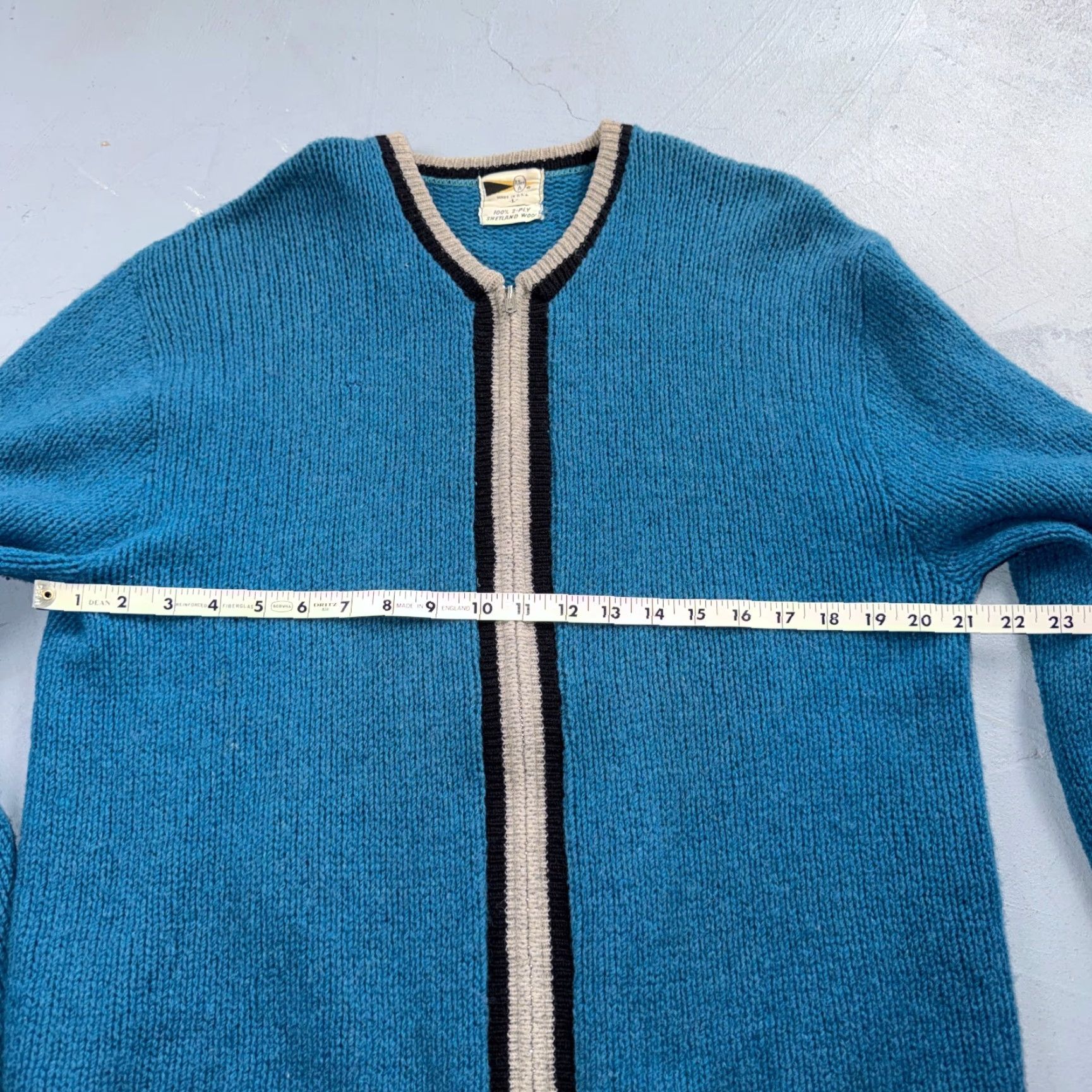 Vintage VTG Allen A 100% Wool Cardigan Sweater Rockabilly 60s 1960s Zip Blue M Mens Size US M / EU 48-50 / 2 - 7 Thumbnail