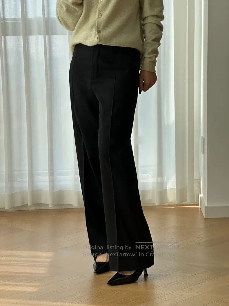 Hermes Hermes Fine Wool Crepe Wide Leg Casual Suit Pants, Black Size 24" / US 00 / IT 34 - 2 Thumbnail