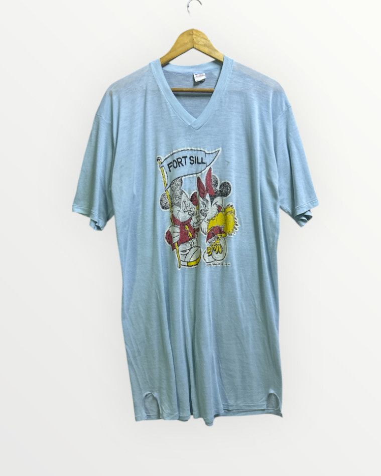 Champion 70s trashed paper thin Champion Blue Bar Mickey Mouse shirt Size XL / US 12-14 / IT 48-50 - 2 Thumbnail