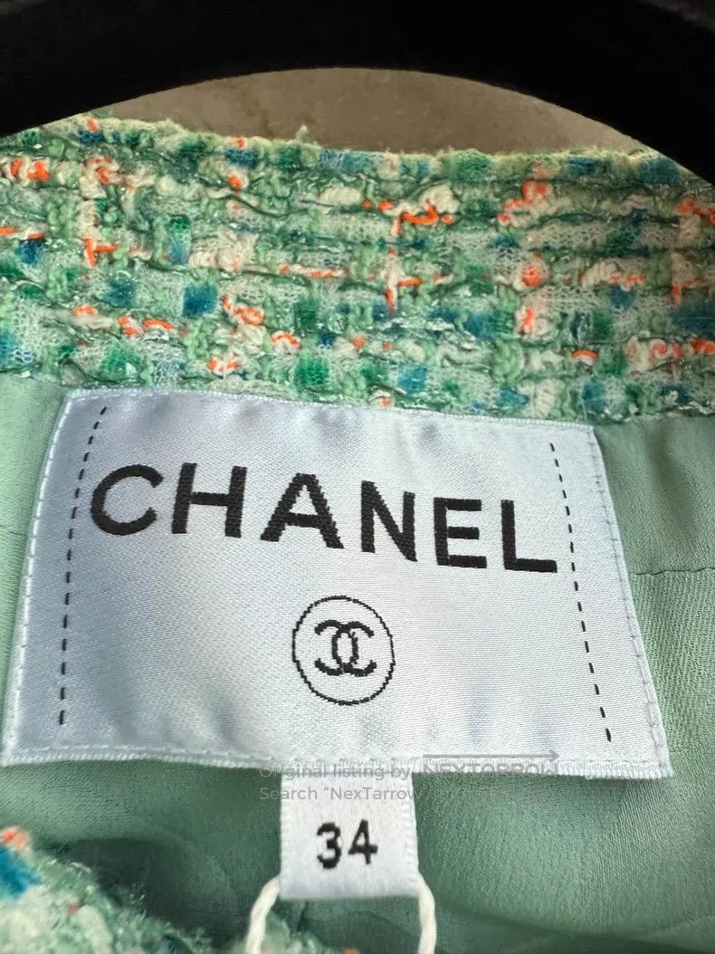 Chanel Chanel Green tweed coat Size XXS / US 00 / IT 34 - 5 Thumbnail