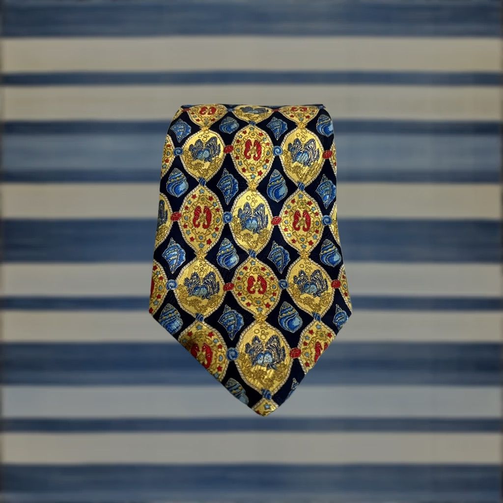 Brioni Brioni Silk Tie Nautical Multicolor Made in Italy Seahorses Seashells Fishes Classic 57"-60" Men Size ONE SIZE - 1 Thumbnail