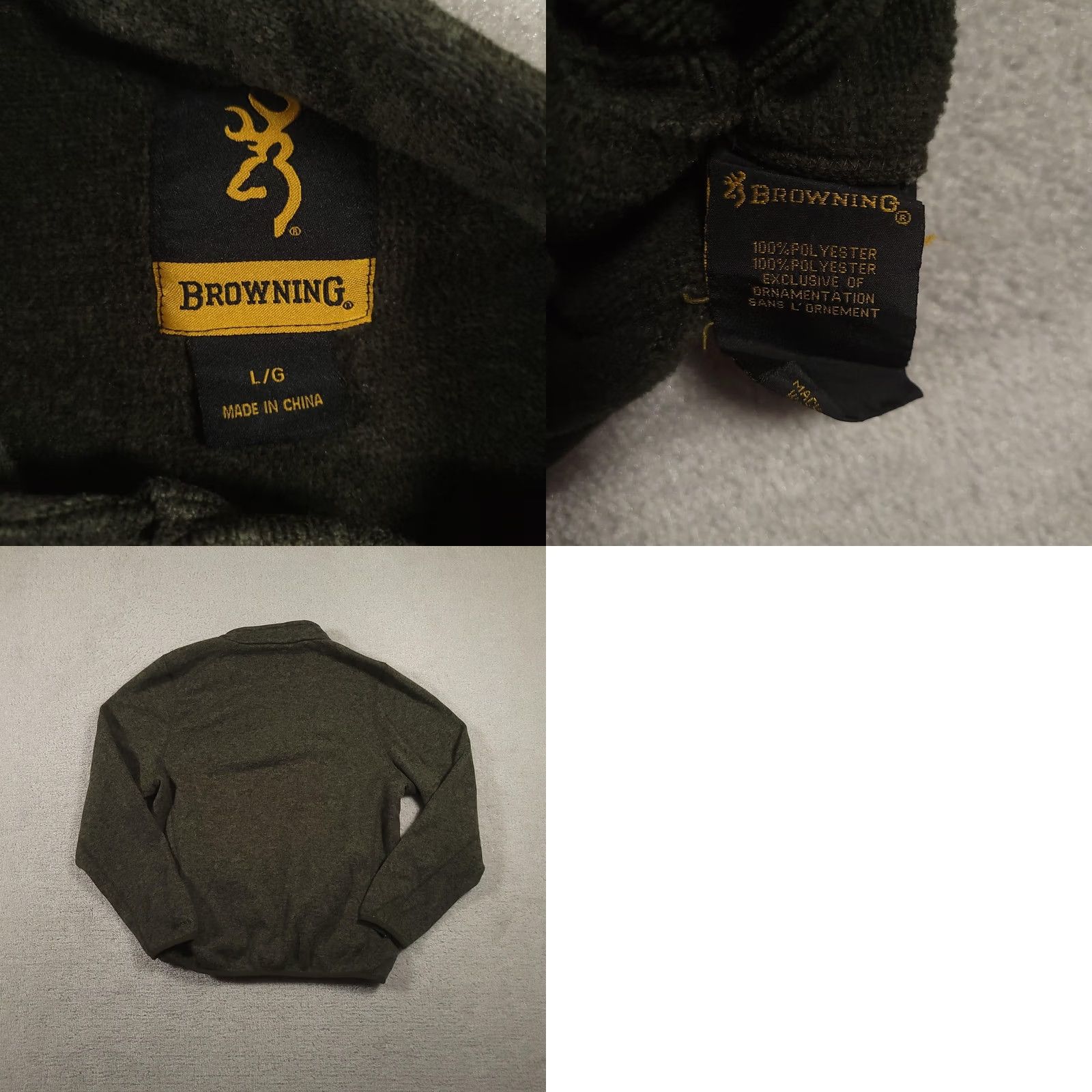 Vintage Browning Mens Large Green Henley Mock Neck Fleece Polyester Pullover Sweatshirt Hunting Size US L / EU 52-54 / 3 - 8 Thumbnail