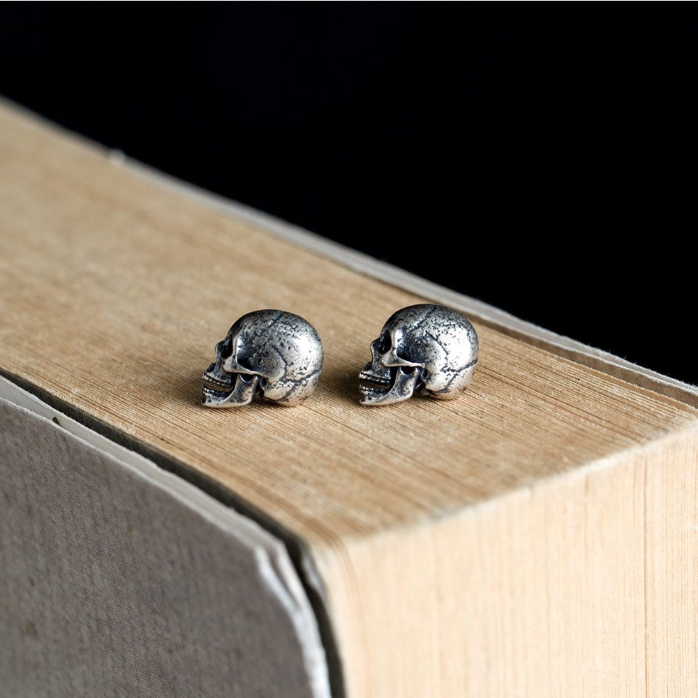 Jewelry 925 Skull Punk Earrings One Pairs Chrome Jewelry Size ONE SIZE - 3 Thumbnail