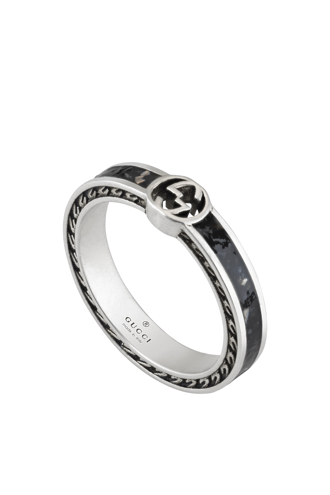 Gucci oc11z0126 Size: 19 / Interlocking Ring In Silver/Black Size ONE SIZE - 5 Thumbnail