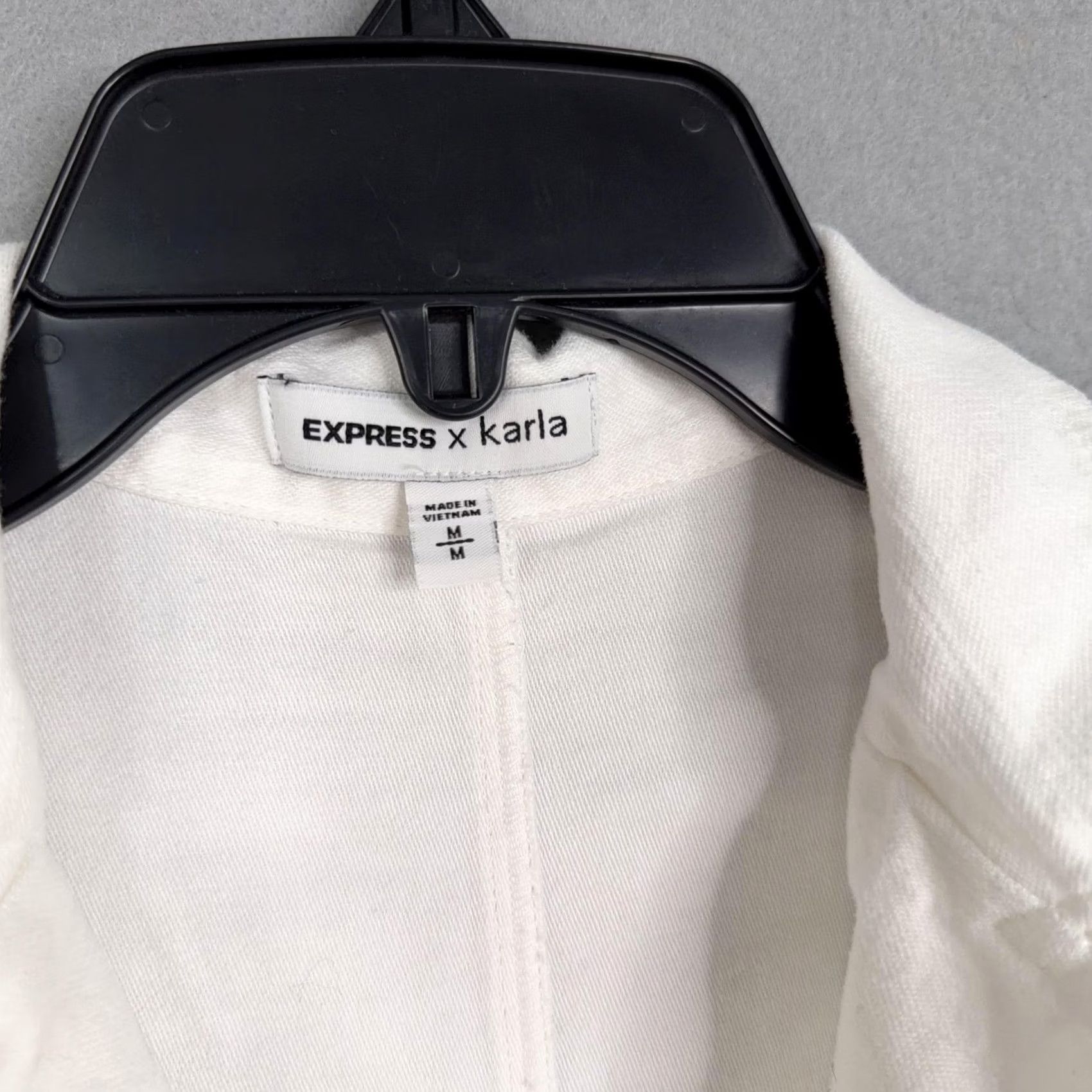 Express Express X Karla Jumpsuit Womens Medium White Utility Coveralls Button Shirt? Size 32" / US 10 / IT 46 - 5 Thumbnail