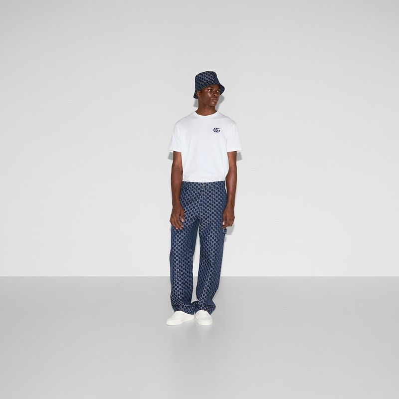 Gucci o1loc1c0226 814727 Cotton Jacquard Pant With GG Shadow Blue Size US 30 / EU 46 - 2 Thumbnail