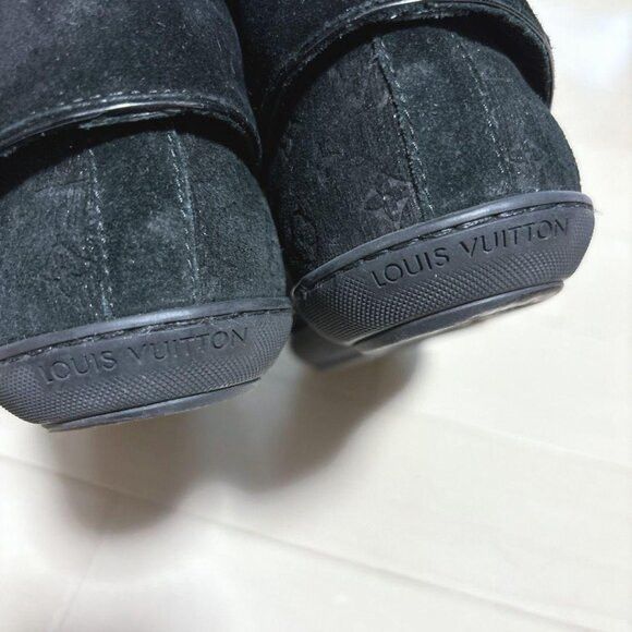 Louis Vuitton Monogram Suede Sneaker Flap Shoes Black RARE! Size US 6.5 / IT 36.5 - 4 Thumbnail