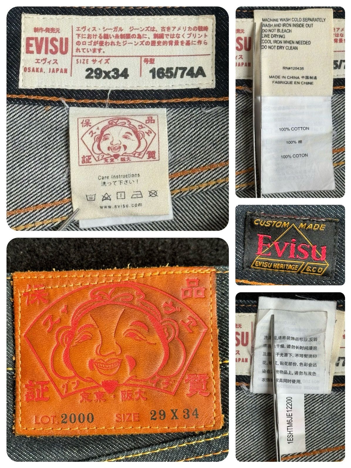 Evisu EVISU blue daicock style denim jeans！size：29x34 Size US 29 - 3 Thumbnail